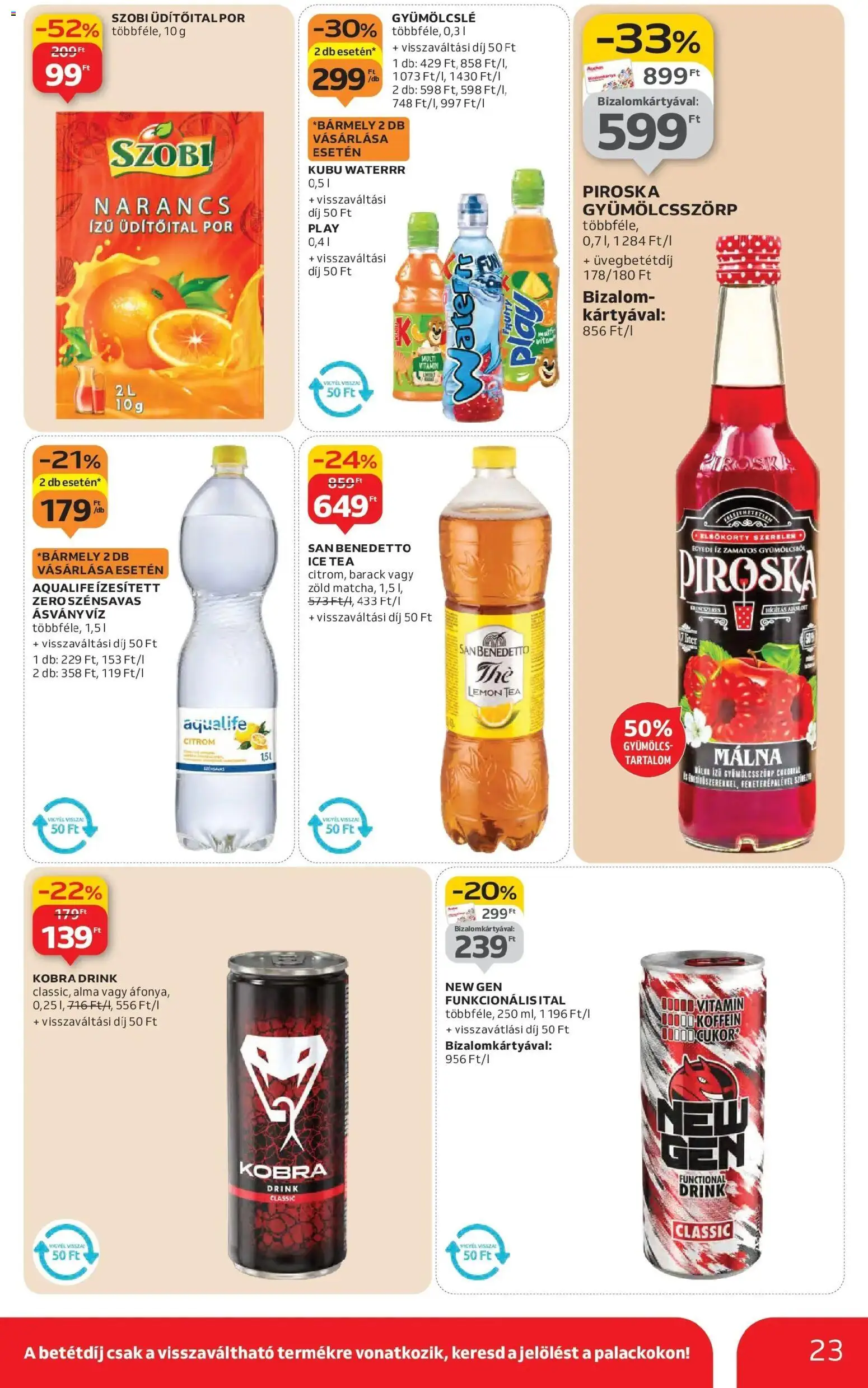 Auchan akciós ujság - amely érvényes a következő dátumtól: 22.01.2026 | Oldal: 23 | Termékek: Gyümölcslé, Alma, Tea, Citrom