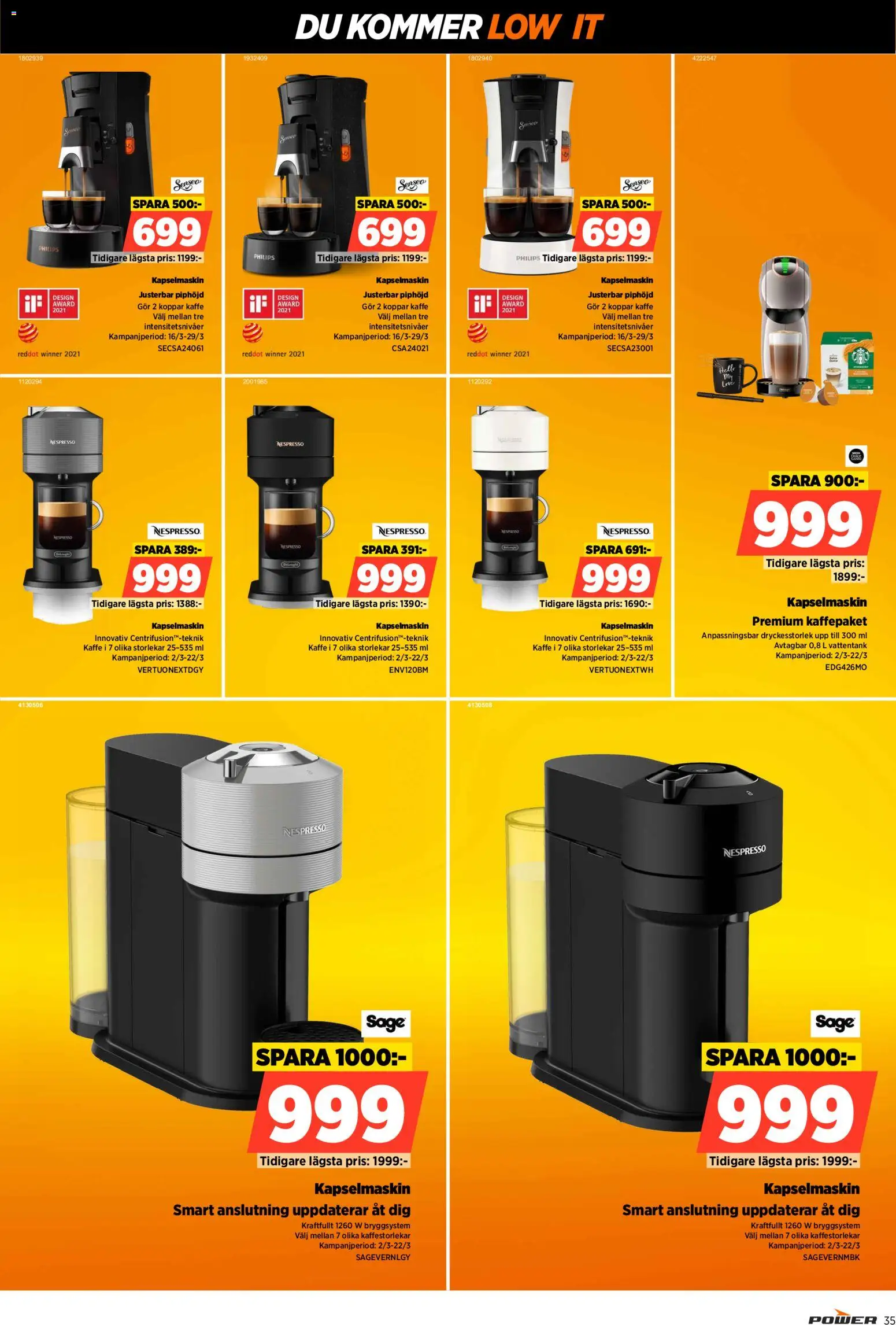 Power reklamblad aktuell från 09.03.2026 | Sida: 35 | Produkter: Kaffe, Kapselmaskin