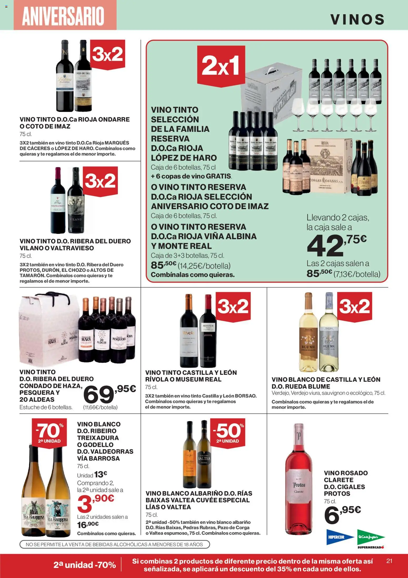 Hipercor catálogo │ válido desde el 23.10.2025 | Página: 29 | Productos: Vino rosado, Vino, Té, Caja