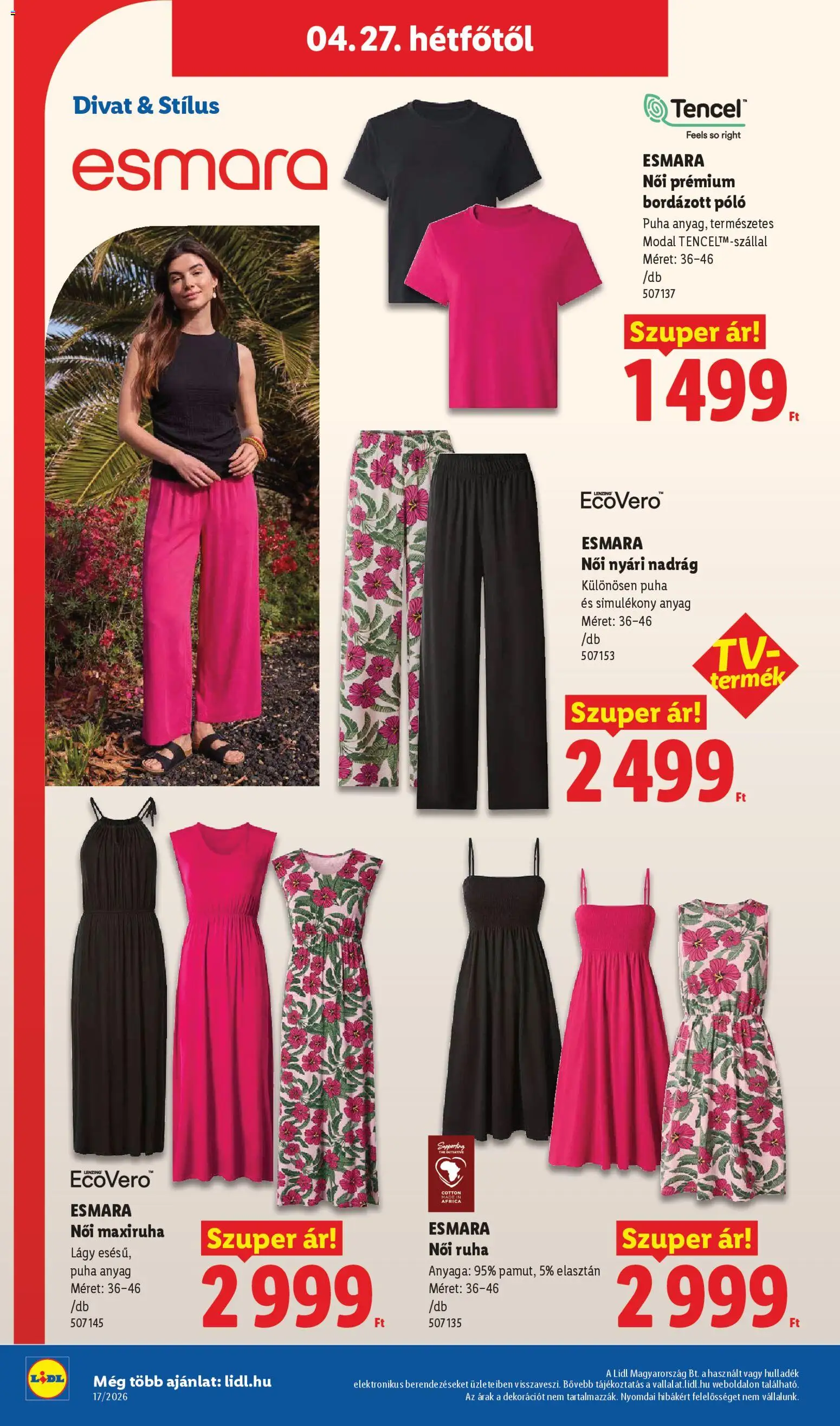 Lidl akciós ujság - amely érvényes a következő dátumtól: 23.04.2026 | Oldal: 18 | Termékek: Ruha, Nadrág, Só