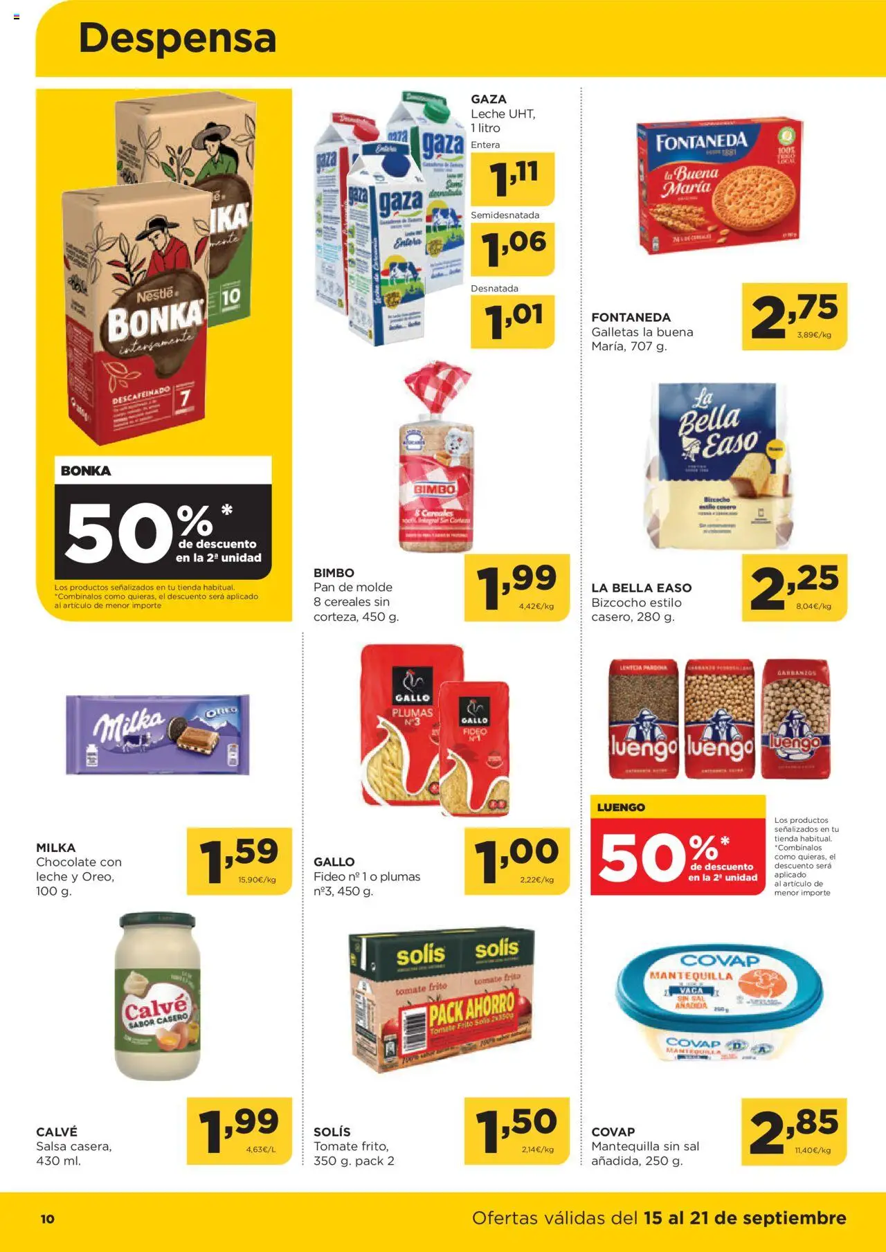 Alimerka folleto Castilla y León │ válido desde el 15.09.2025 | Página: 10 | Productos: Pan, Pan de molde, Bizcocho, Συσκευή ροής