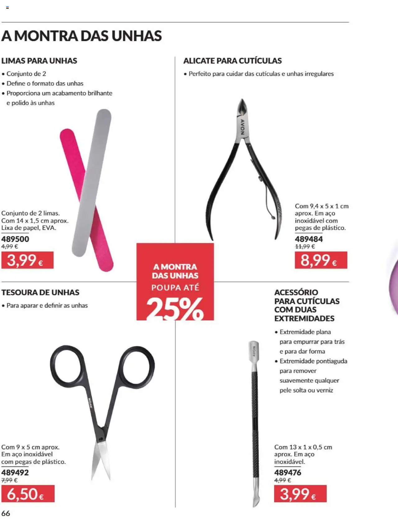 Catálogo Avon Campanha 6 │ válido de 01.06.2025 | Página: 66 | Produtos: Lixa, Alicate, Verniz
