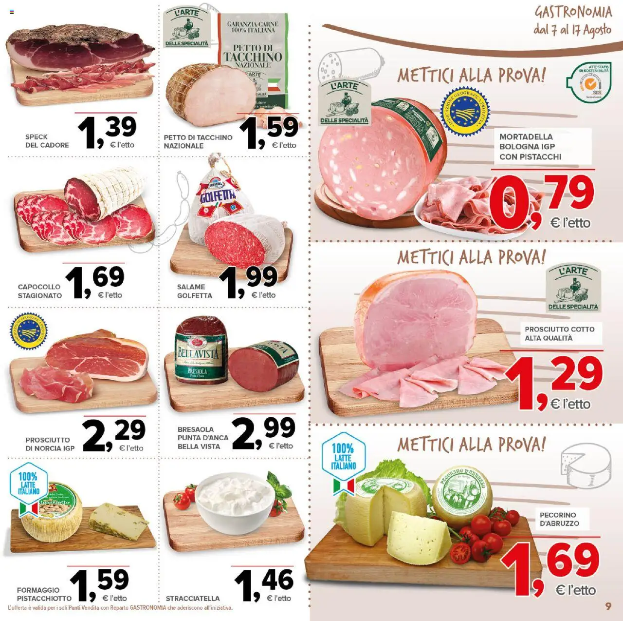 Volantino Todis del 07.08.2025 | Pagina: 9 | Prodotti: Salame, Latte, Pecorino, Stracciatella