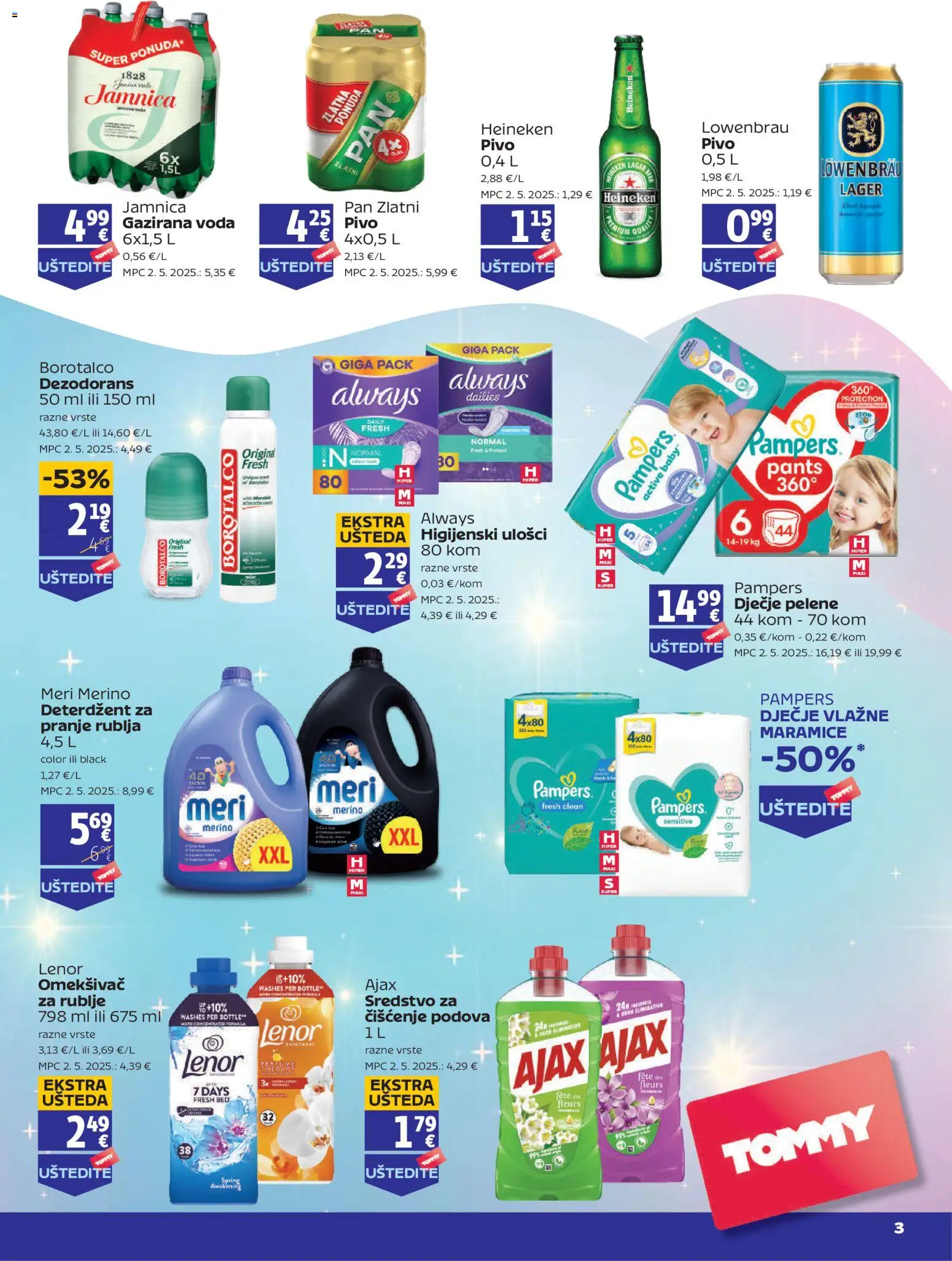 Tommy katalog | vrijedi od 30.04.2026 | Stranica: 2 | Proizvodi: Pelene, Pivo, Heineken, Meri Merino