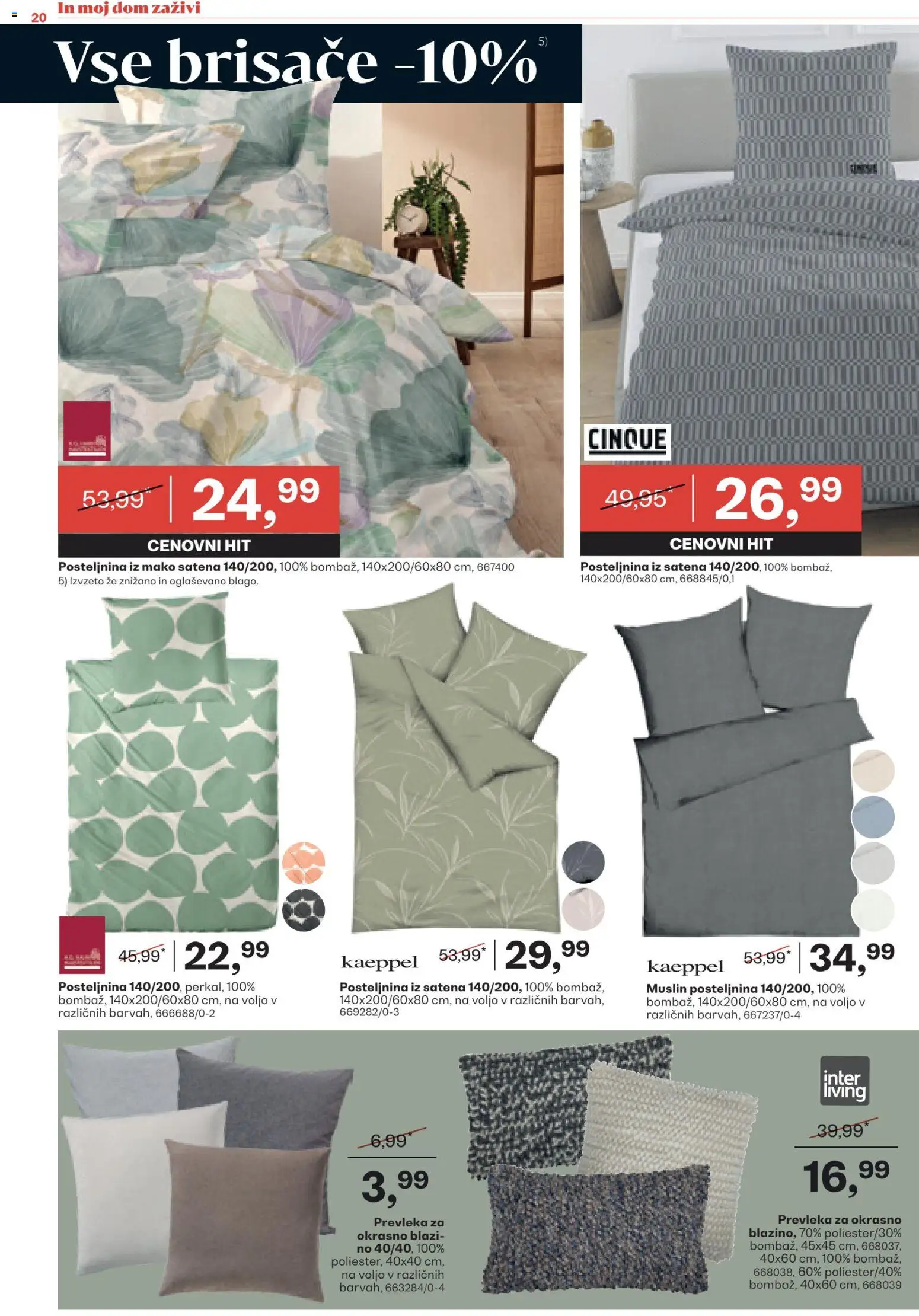 Novi Rutar katalog ponudbe – veljaven od 18.02.2026 | Stran: 20 | Izdelki: Prevleka, Posteljnina