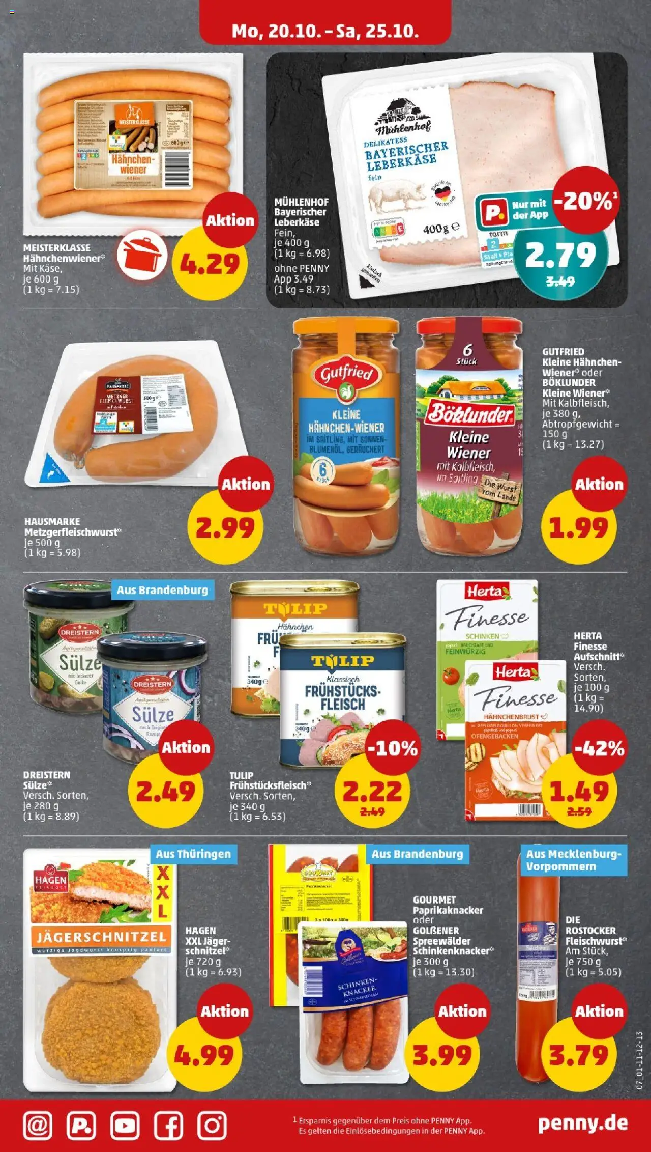Penny - Berlin – gültig ab 20.10.2025 | Seite: 7 | Produkte: Hahnchen, Schnitzel, Schinken, Fleisch