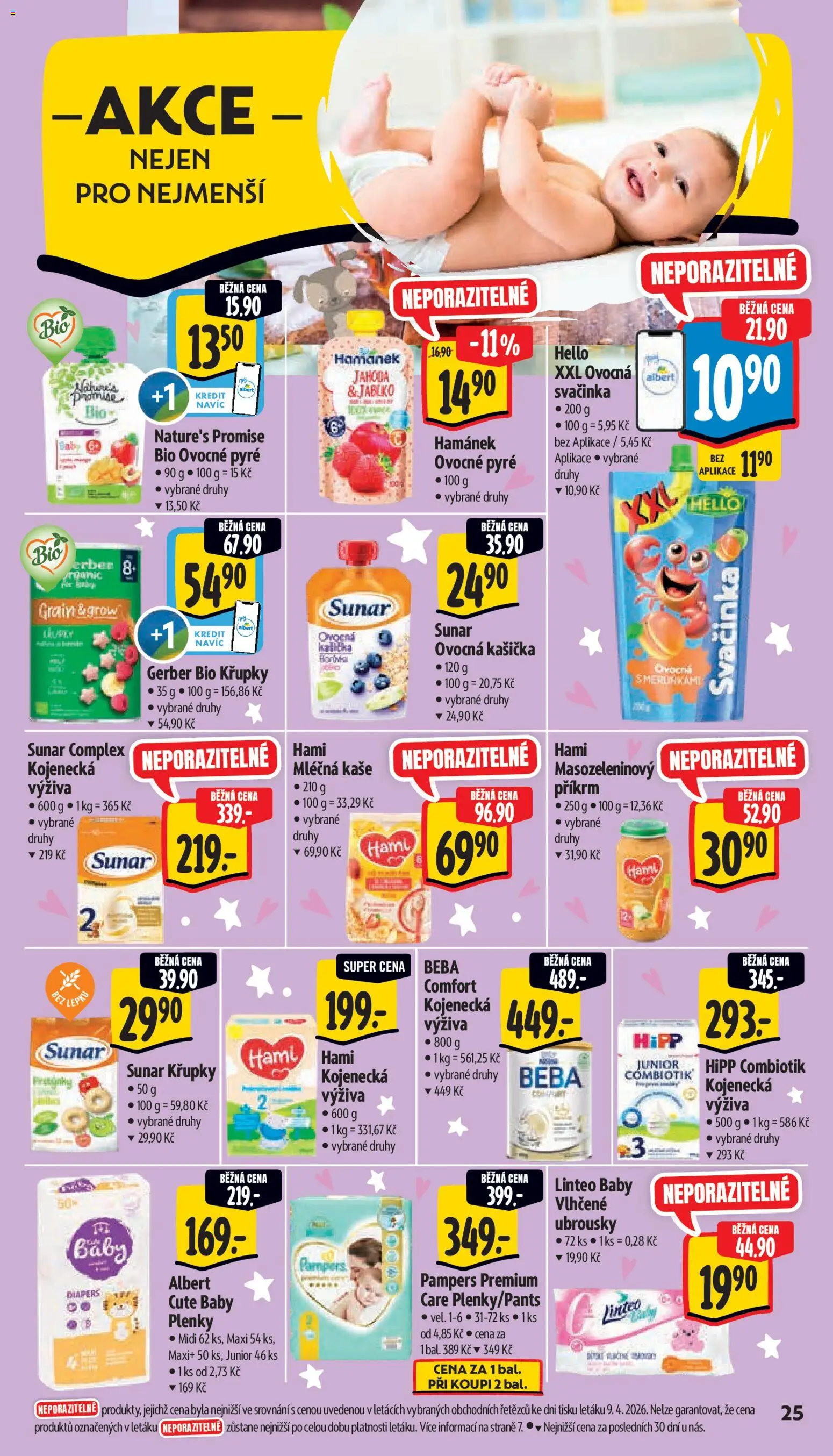 Albert leták - Supermarket od 15.04.2026 | Strana: 33 | Produkty: Ubrousky, Beba, Kaše, Plenky