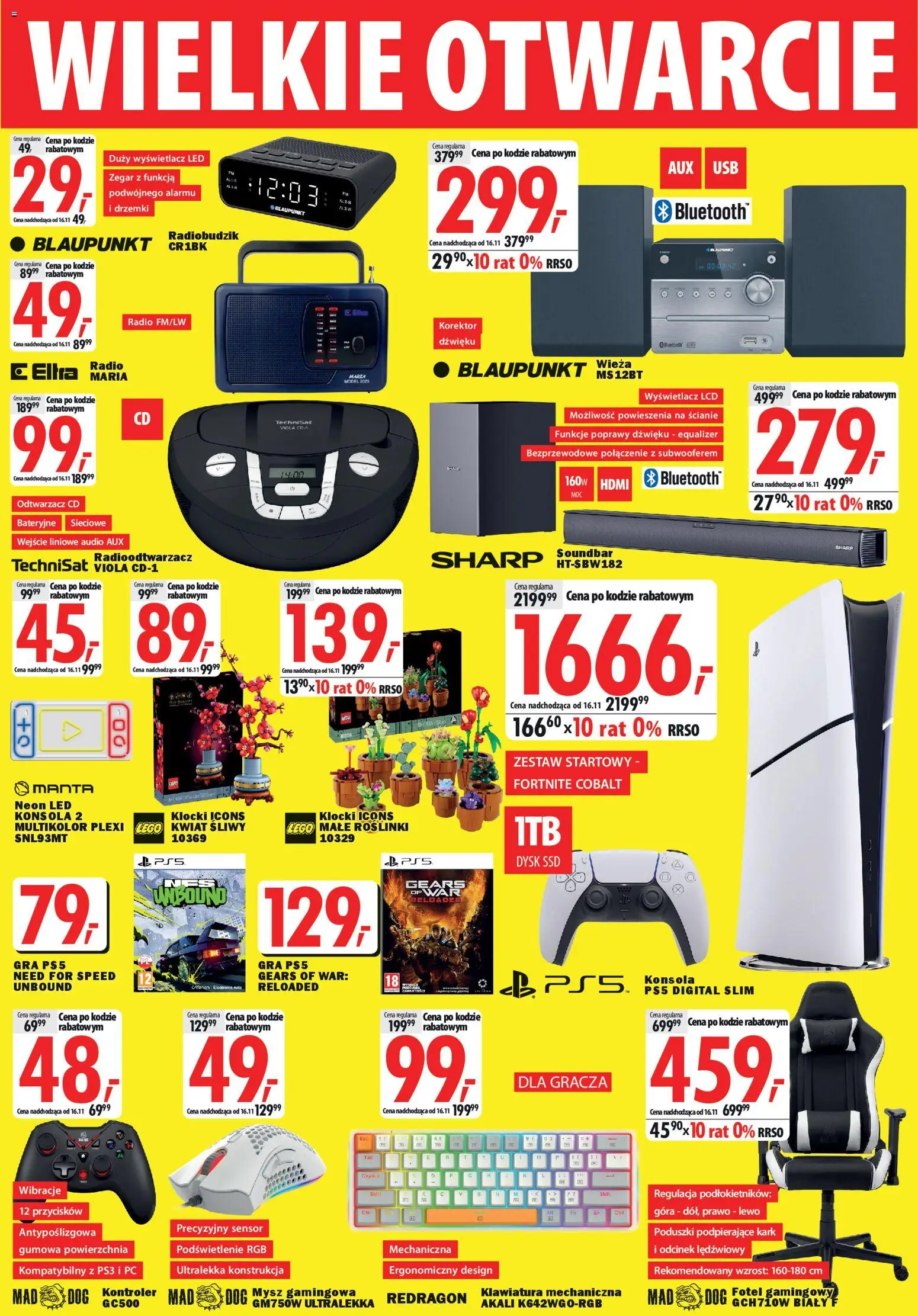 Mediaexpert Gazetka - Wielkie otwarcie Kielce od 06.11.2025 | Strona: 3 | Produkty: Klawiatura, Audio, Lego, Fotel