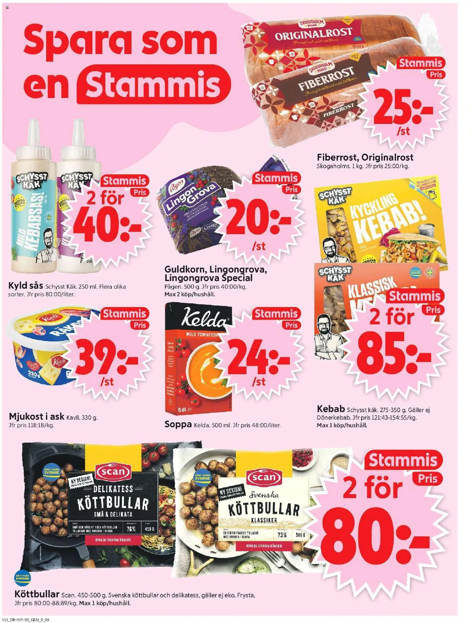 ICA Supermarket reklamblad aktuell från 23.03.2026 | Sida: 4 | Produkter: Lingongrova, Galler, Kebabsås, Mjukost