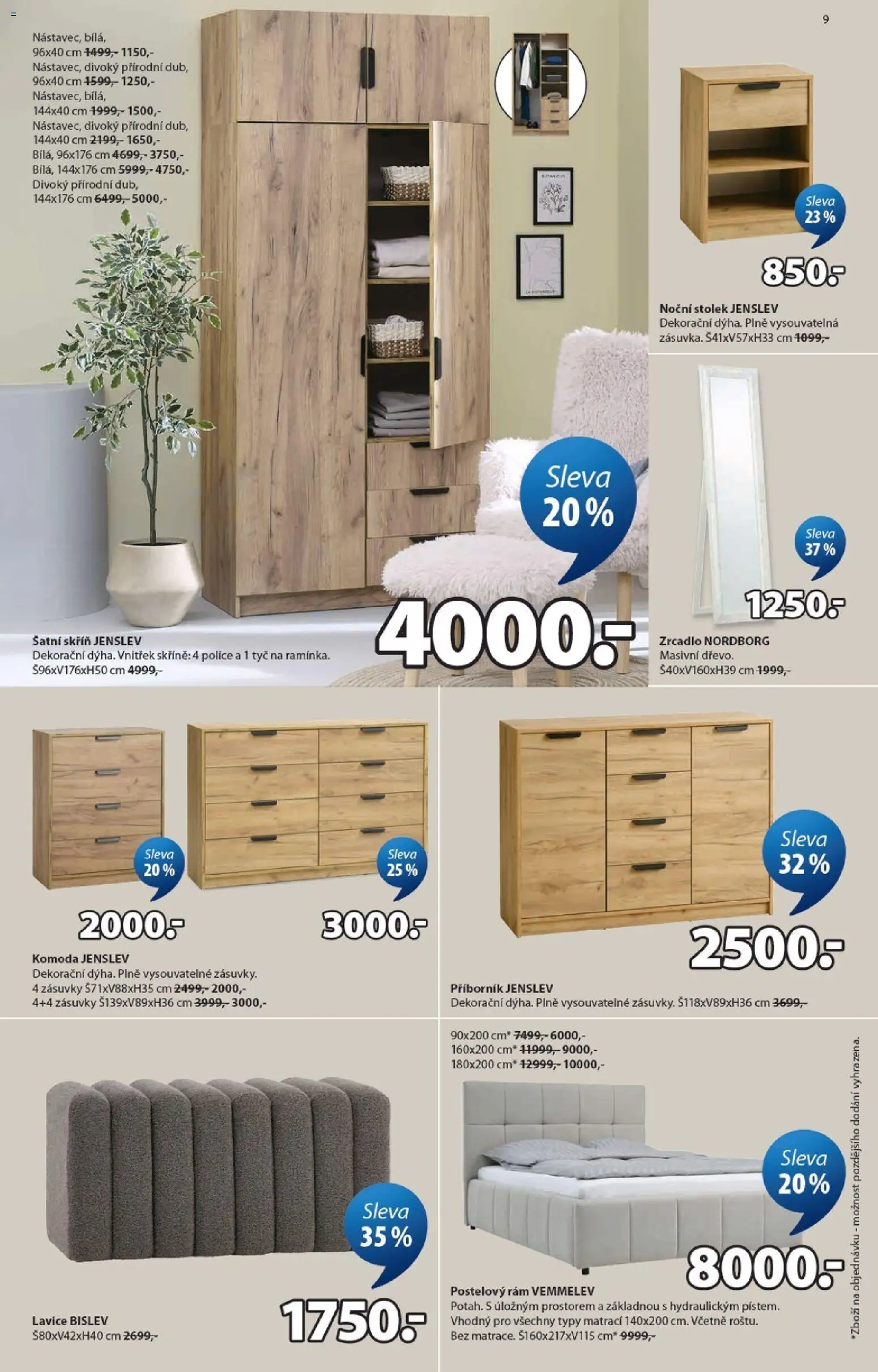 JYSK leták od 15.04.2026 | Strana: 9 | Produkty: Komoda, Noční stolek, Police, Zrcadlo