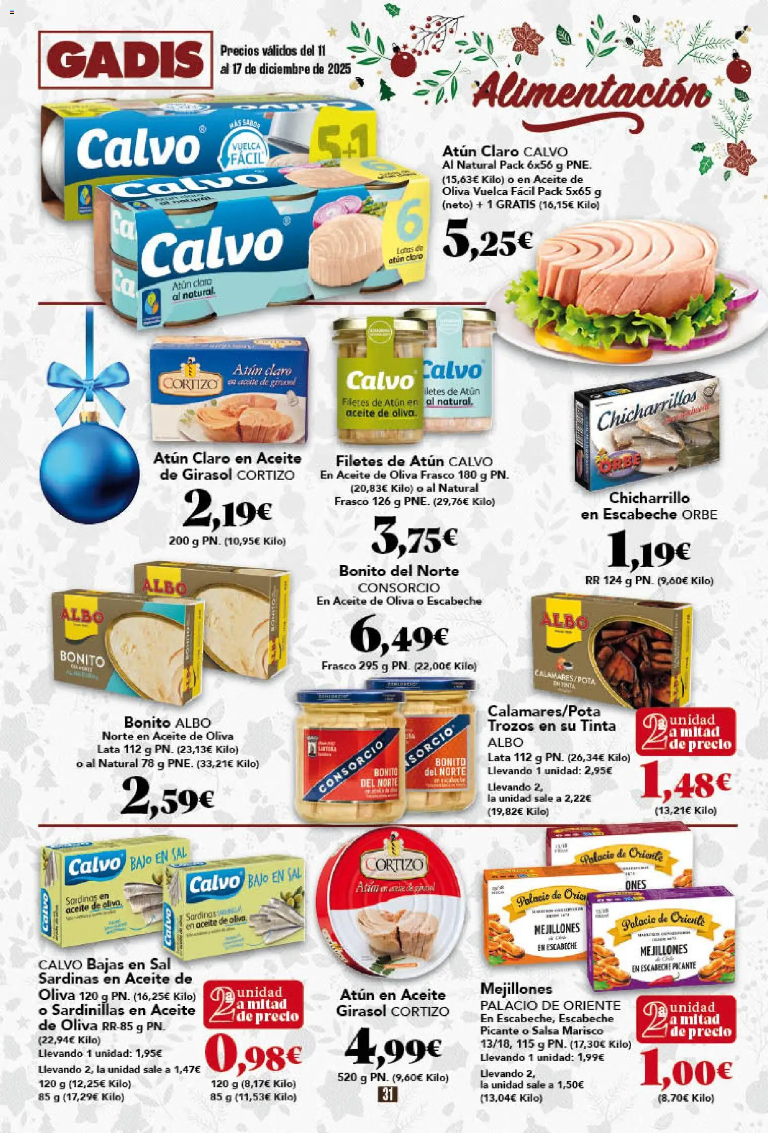 Gadis - folleto │ válido desde el 11.12.2025 | Página: 31 | Productos: Sardinillas, Aceite, Aceite de oliva, Aceite de girasol
