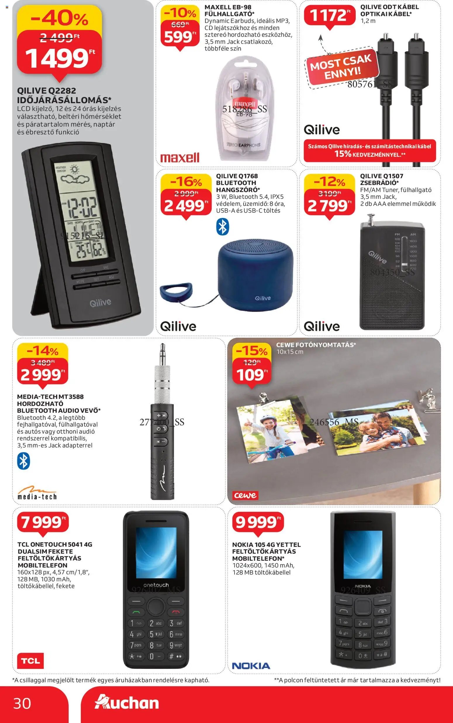 Auchan akciós ujság - amely érvényes a következő dátumtól: 15.01.2026 | Oldal: 30 | Termékek: Fülhallgató, Audio, Kábel