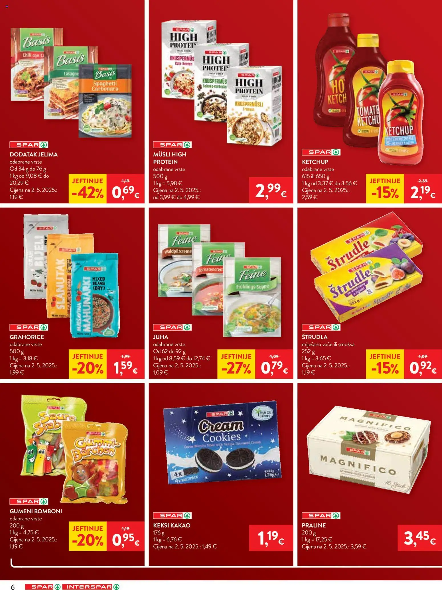 Spar katalog | vrijedi od 25.02.2026 | Stranica: 6 | Proizvodi: Keksi, Bomboni, Musli, Voće