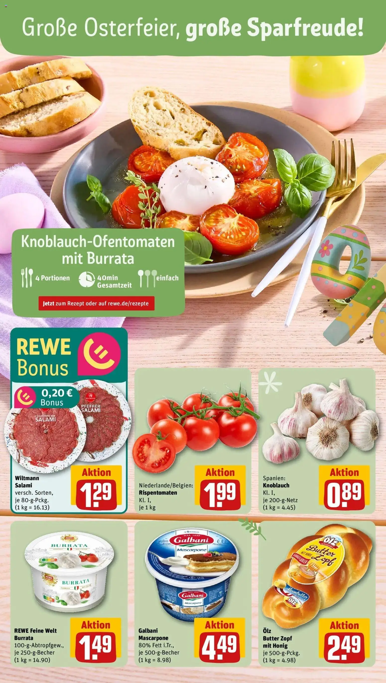 Rewe Prospekt Kornwestheim	 – gültig ab 30.03.2026 | Seite: 4 | Produkte: Butter, Mascarpone, Knoblauch, Salami