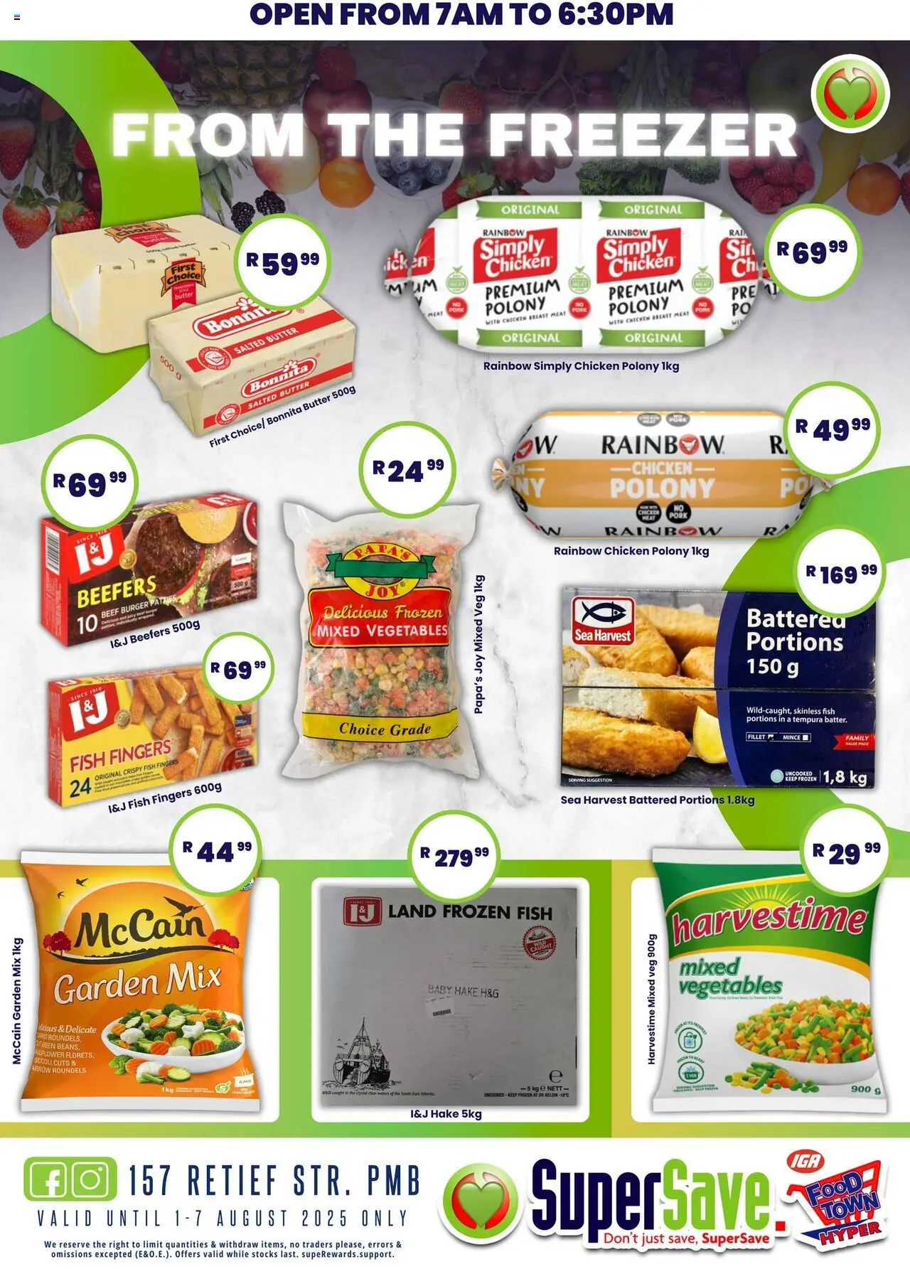 Super Save Specials │ valid from 01.08.2025 | Page: 63 | Products: Freezer, Butter, Polony, Fish