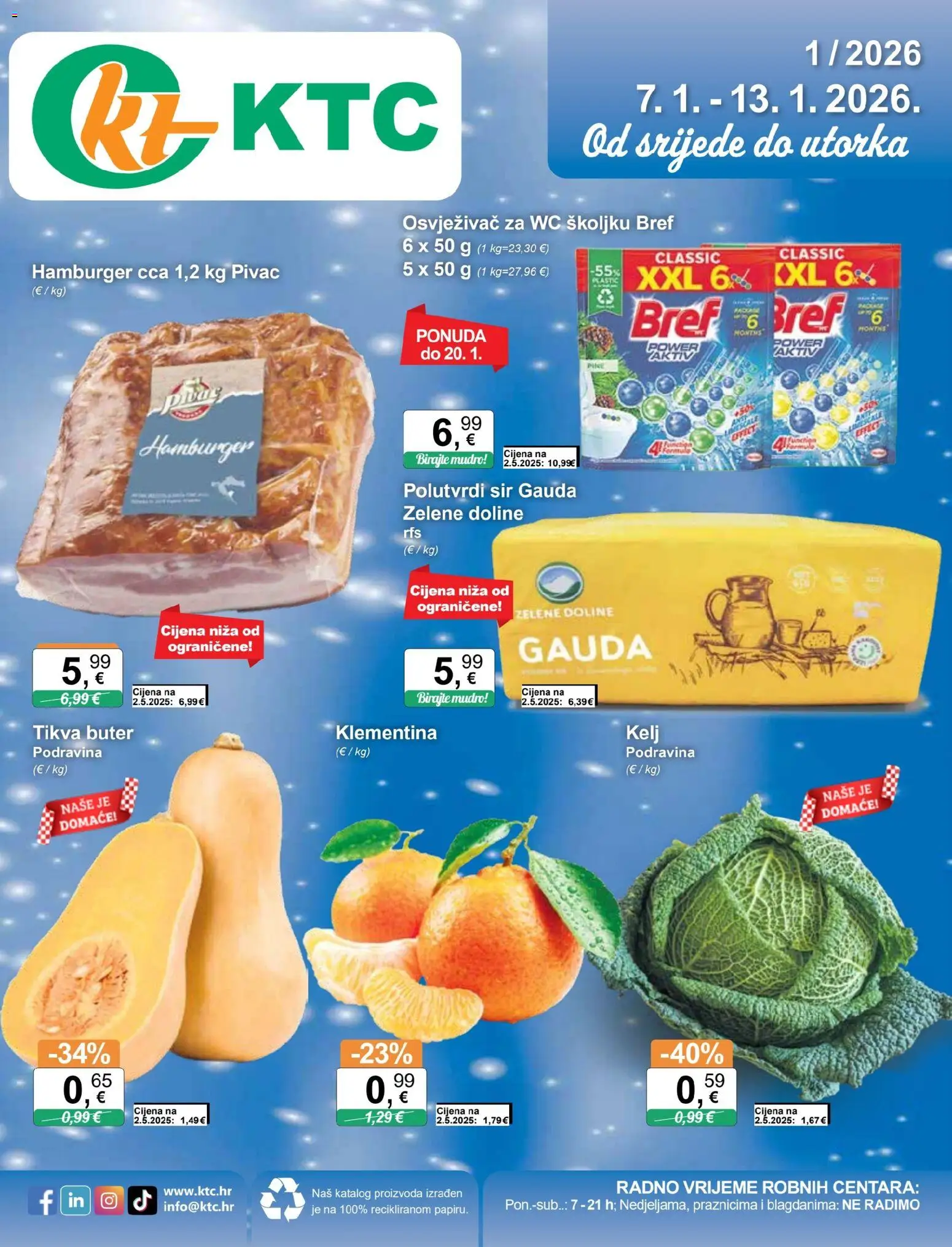 KTC katalog | vrijedi od 07.01.2026 | Stranica: 1 | Proizvodi: Kelj, Gauda, Sir, Hamburger