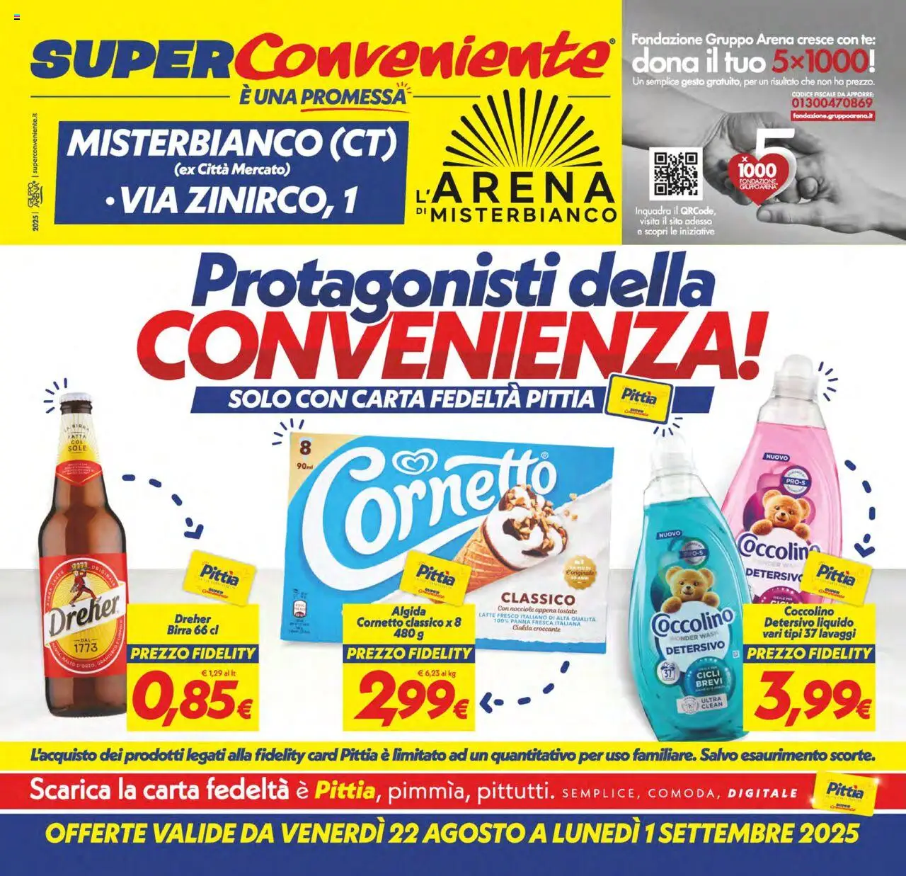 Volantino SuperConveniente del 22.08.2025 | Pagina: 1 | Prodotti: Birra, Tè, Latte, Nocciole