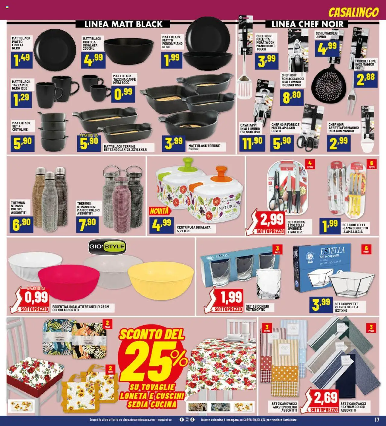 Volantino RisparmioCasa del 25.09.2025 | Pagina: 17 | Prodotti: Cavatappi, Forbice, Piatto, Tazzina