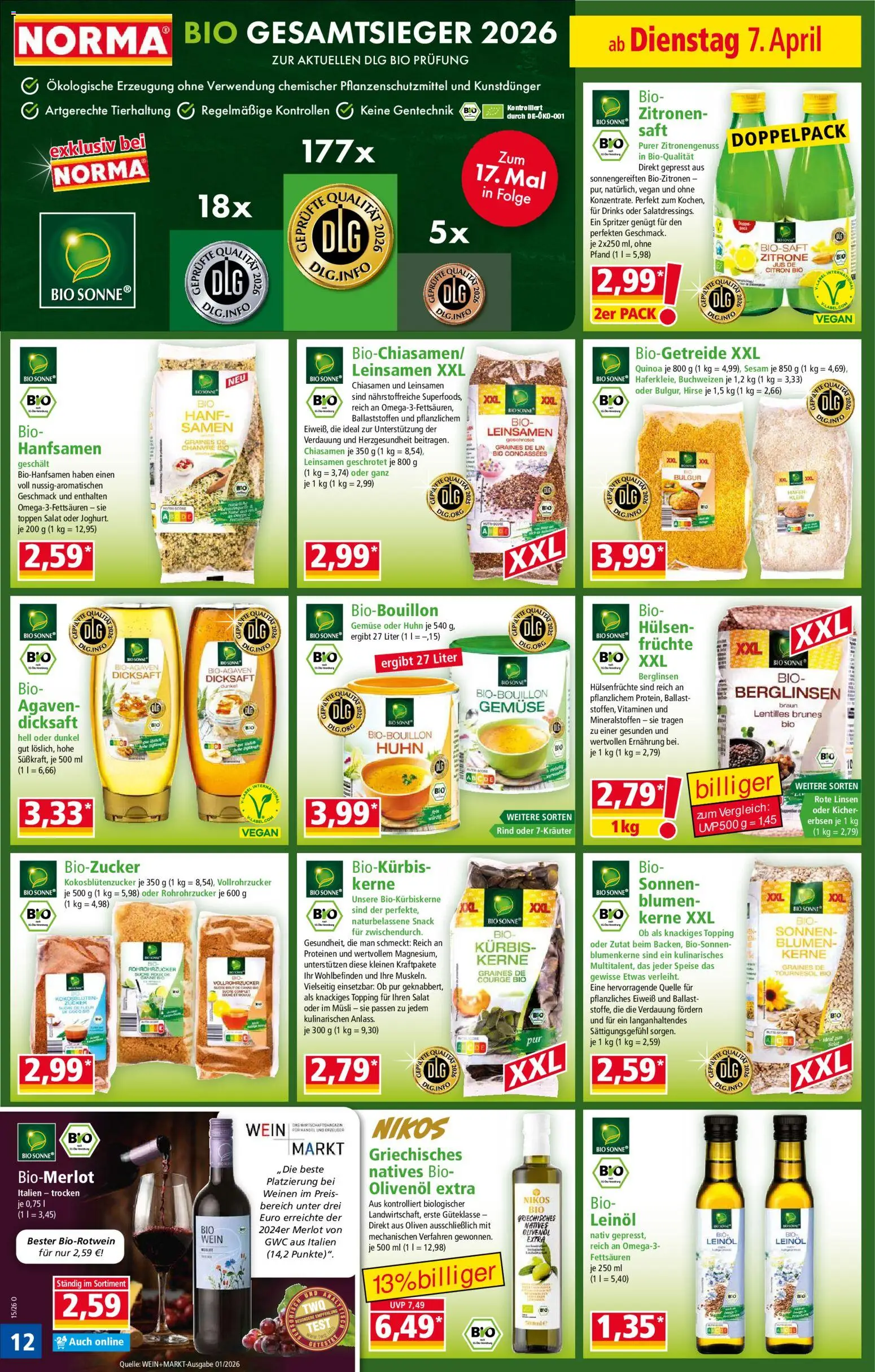 Norma Prospekt 	 – gültig ab 07.04.2026 | Seite: 12 | Produkte: Musli, Gemüse, Zucker, Kürbis