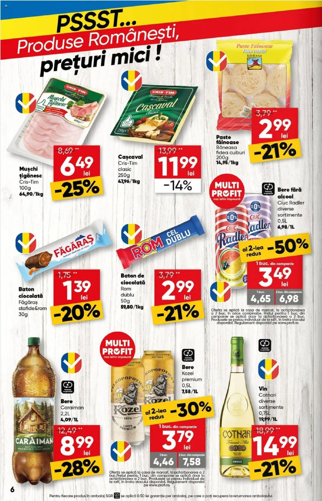 Catalog Profi City nou – valabil de la 23.07.2025 | Pagină: 6 | Produse: Mici, Ciocolată, Rom, Paste