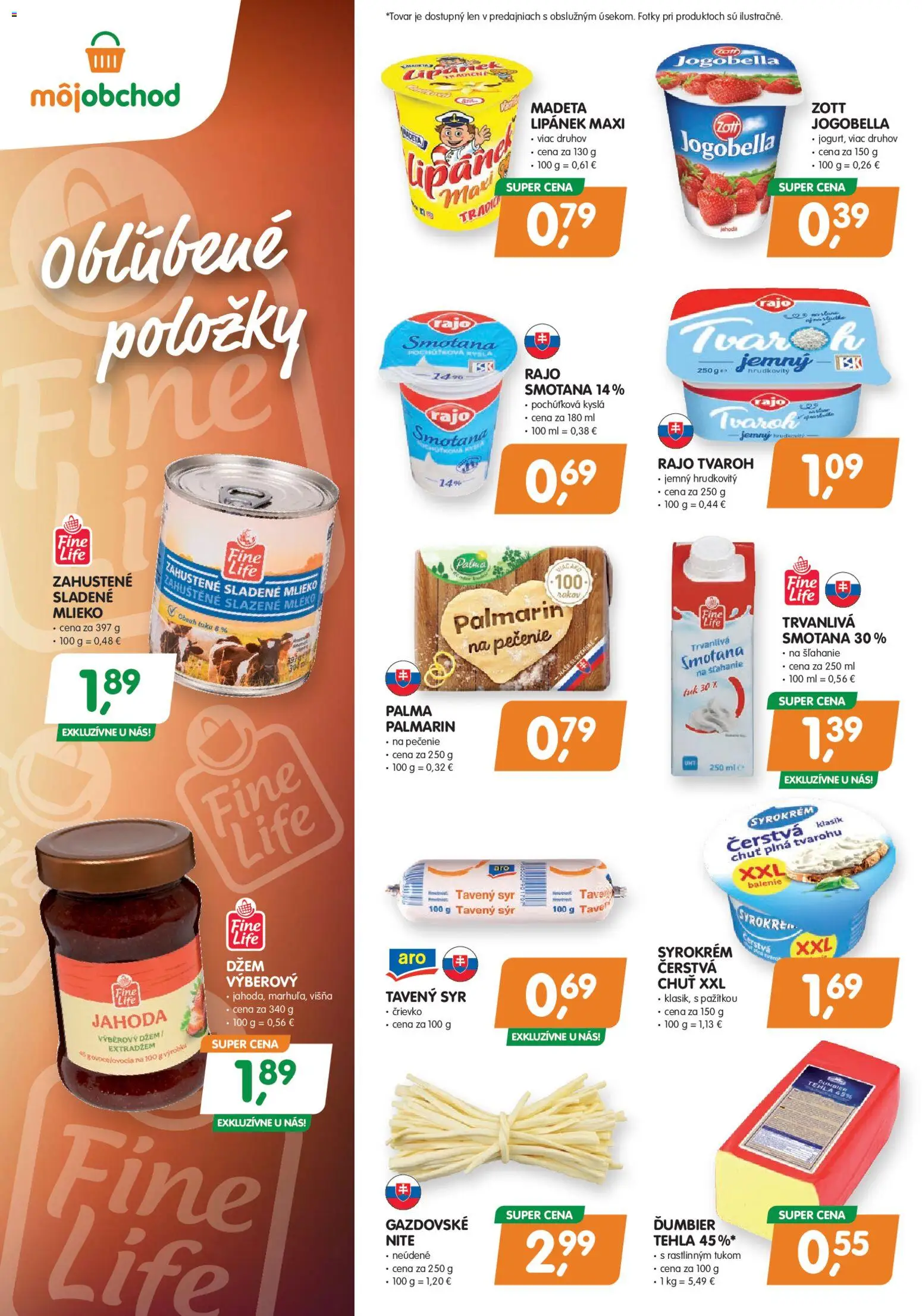 Nové Môj obchod akcie – leták je platný od 13.03.2026 | Strana: 2 | Produkty: Syr, Smotana, Palmarin, Tvaroh