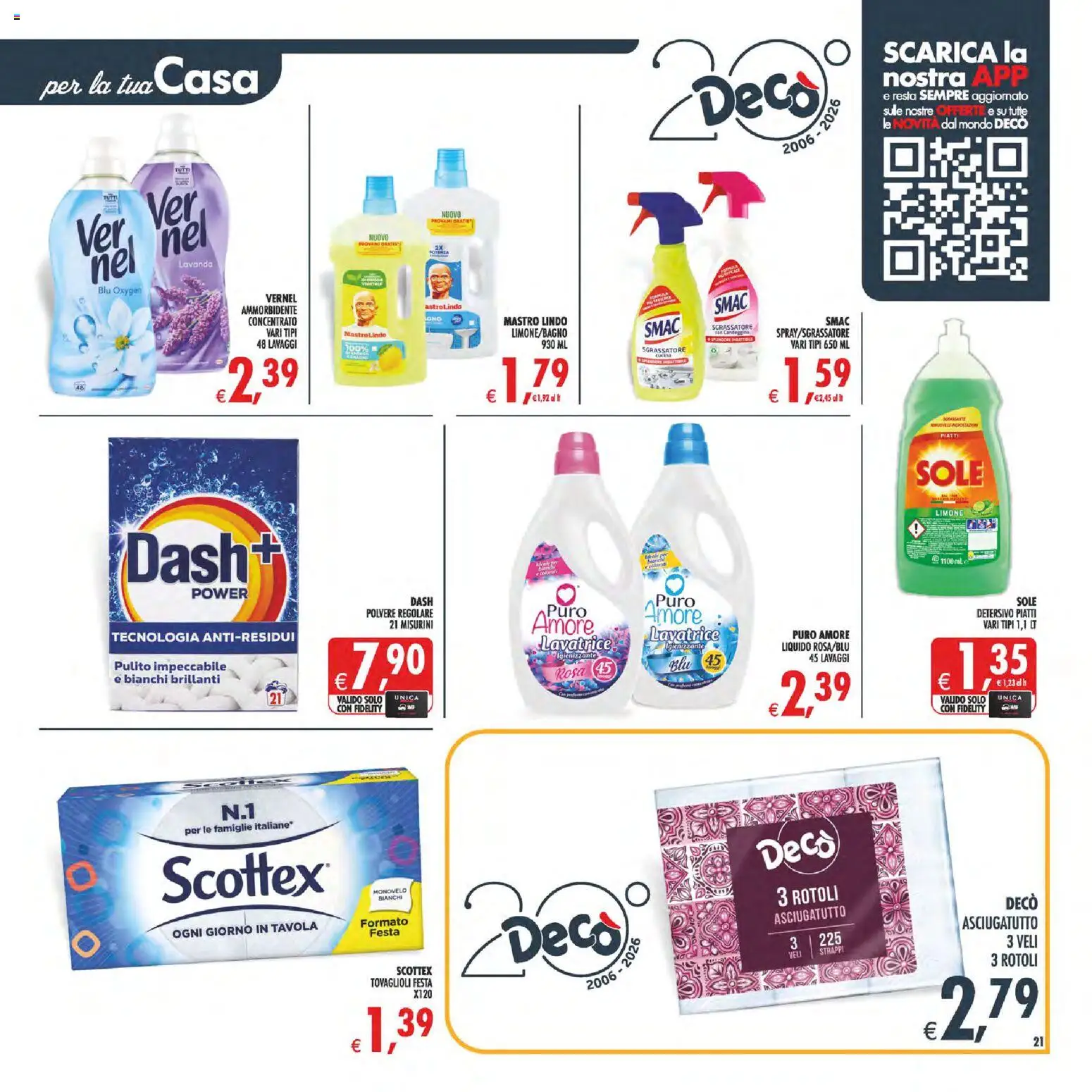Volantino Decò del 17.03.2026 | Pagina: 21 | Prodotti: Ammorbidente, Candeggina, Sgrassatore, Lavanda