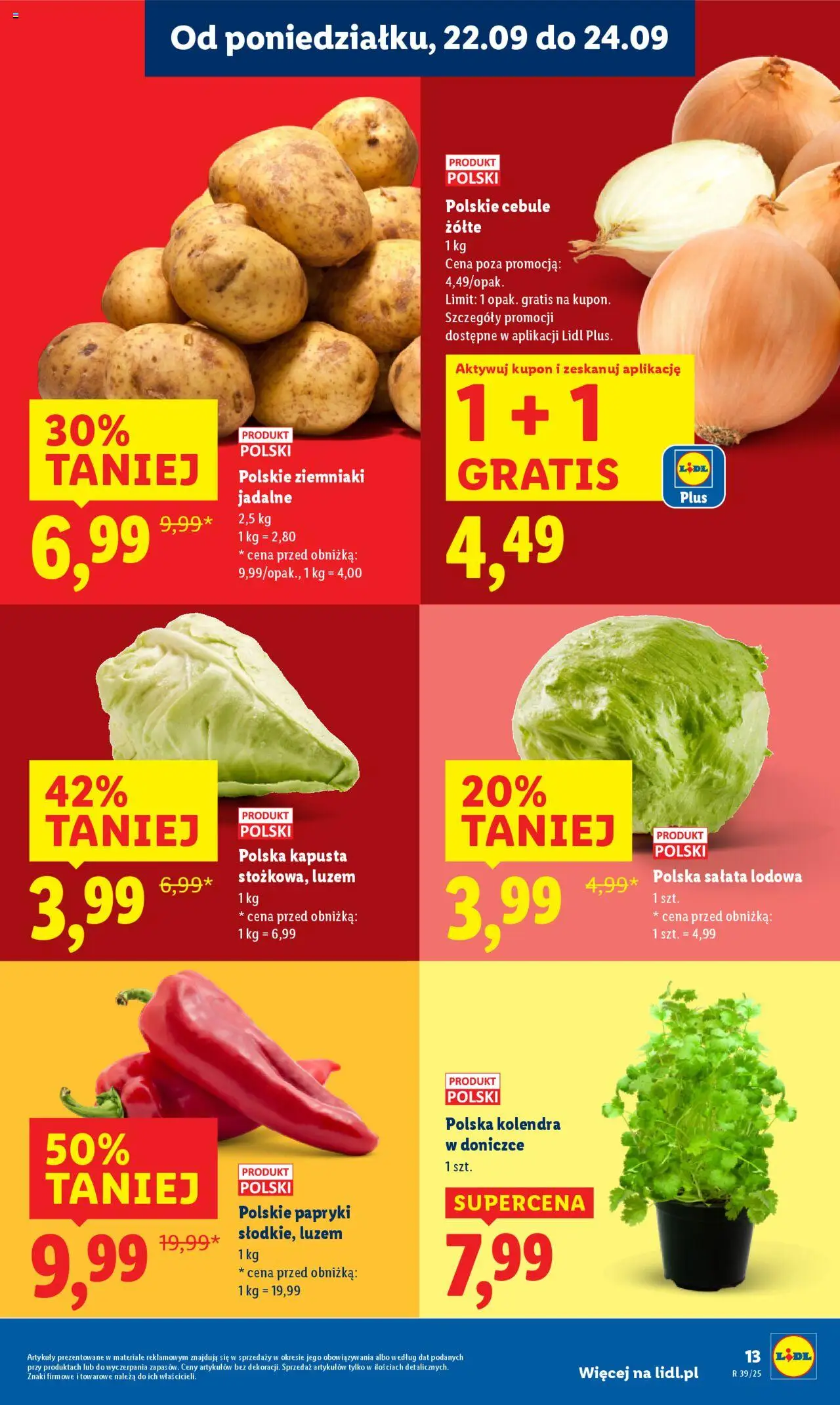 Lidl Gazetka od 22.09.2025 | Strona: 19 | Produkty: Kapusta, Ziemniaki, Cebule