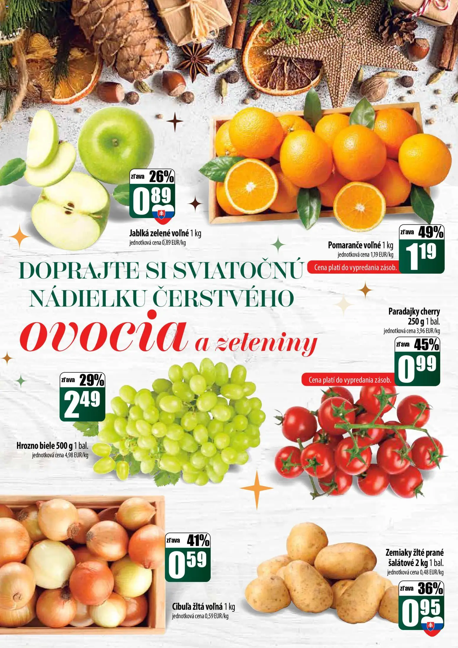 Nové COOP Jednota akcie – leták je platný od 22.12.2025 | Strana: 2 | Produkty: Pomaranče, Paradajky, Zemiaky, Cibuľa
