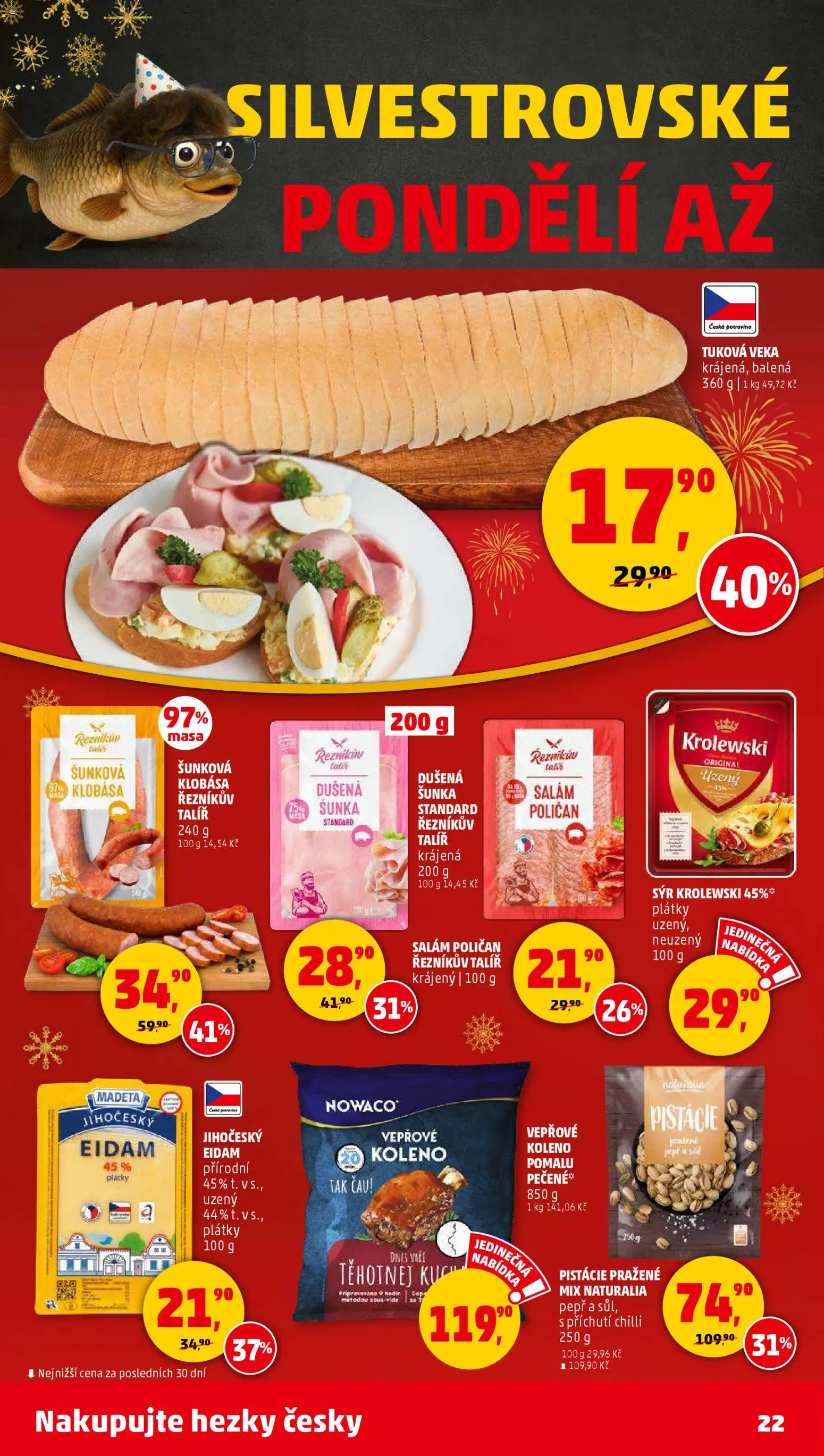 Penny Market leták - Čtvrtečník od 27.12.2025 | Strana: 22 | Produkty: Veka, Salám, Eidam, Talíř