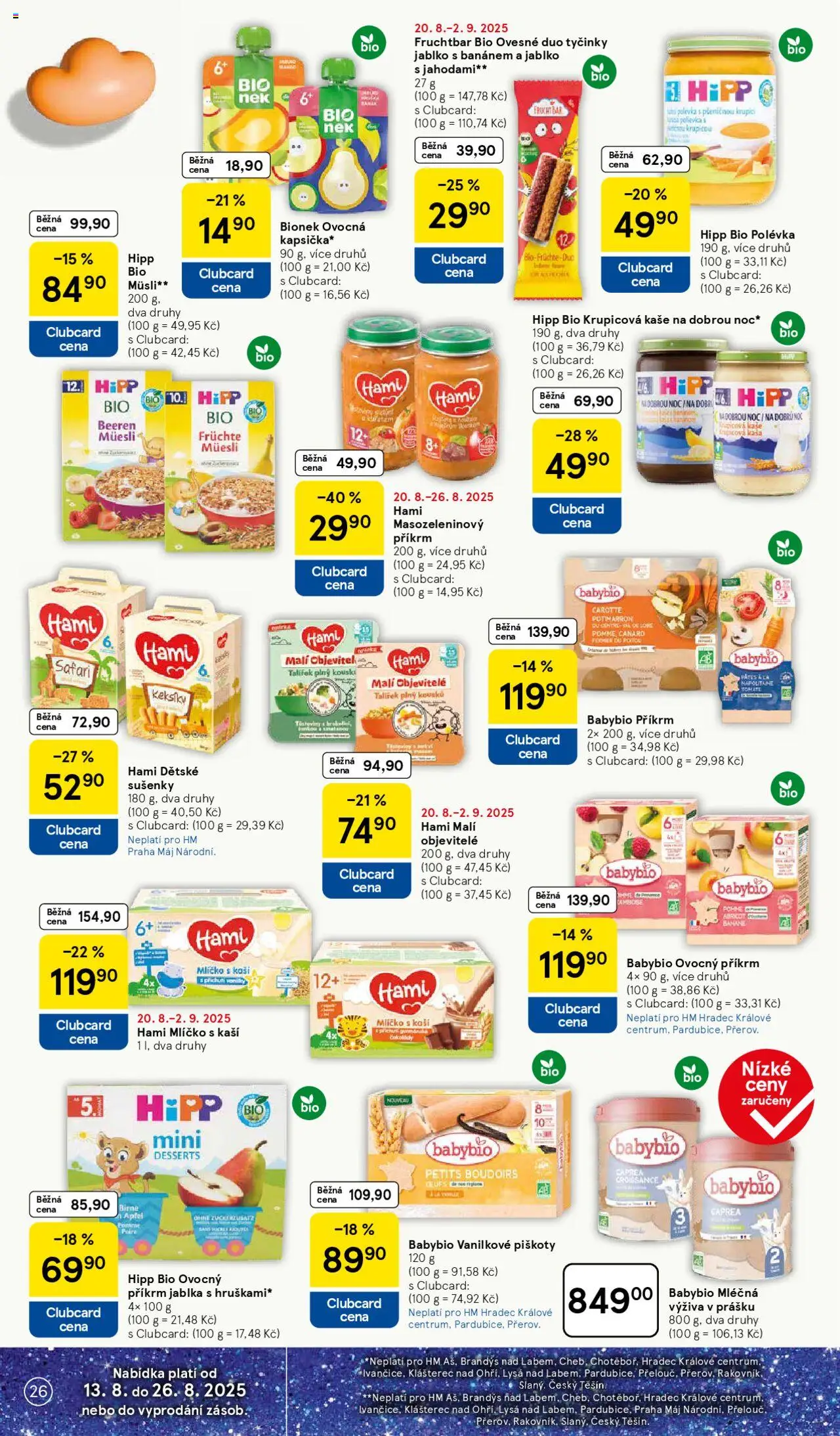 Tesco leták - Hypermarket od 20.08.2025 | Strana: 26 | Produkty: Piškoty, Příkrm, Kaše, Müsli