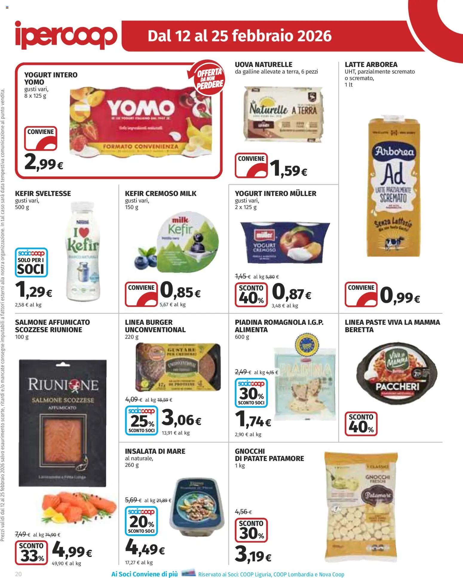Volantino Ipercoop del 12.02.2026 | Pagina: 20 | Prodotti: Yogurt, Uova, Latte, Data