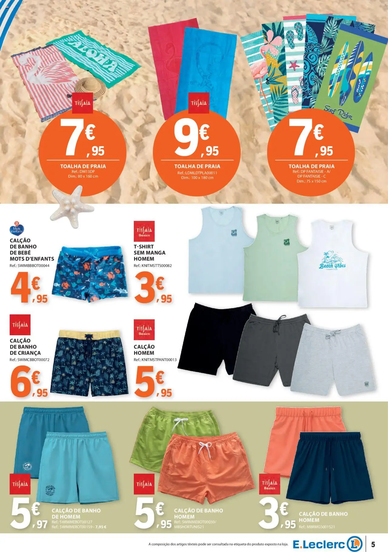E.Leclerc - Folheto Especial Praia │ válido de 10.06.2025 | Página: 5 | Produtos: Top, Calção de banho, Banho, Calção