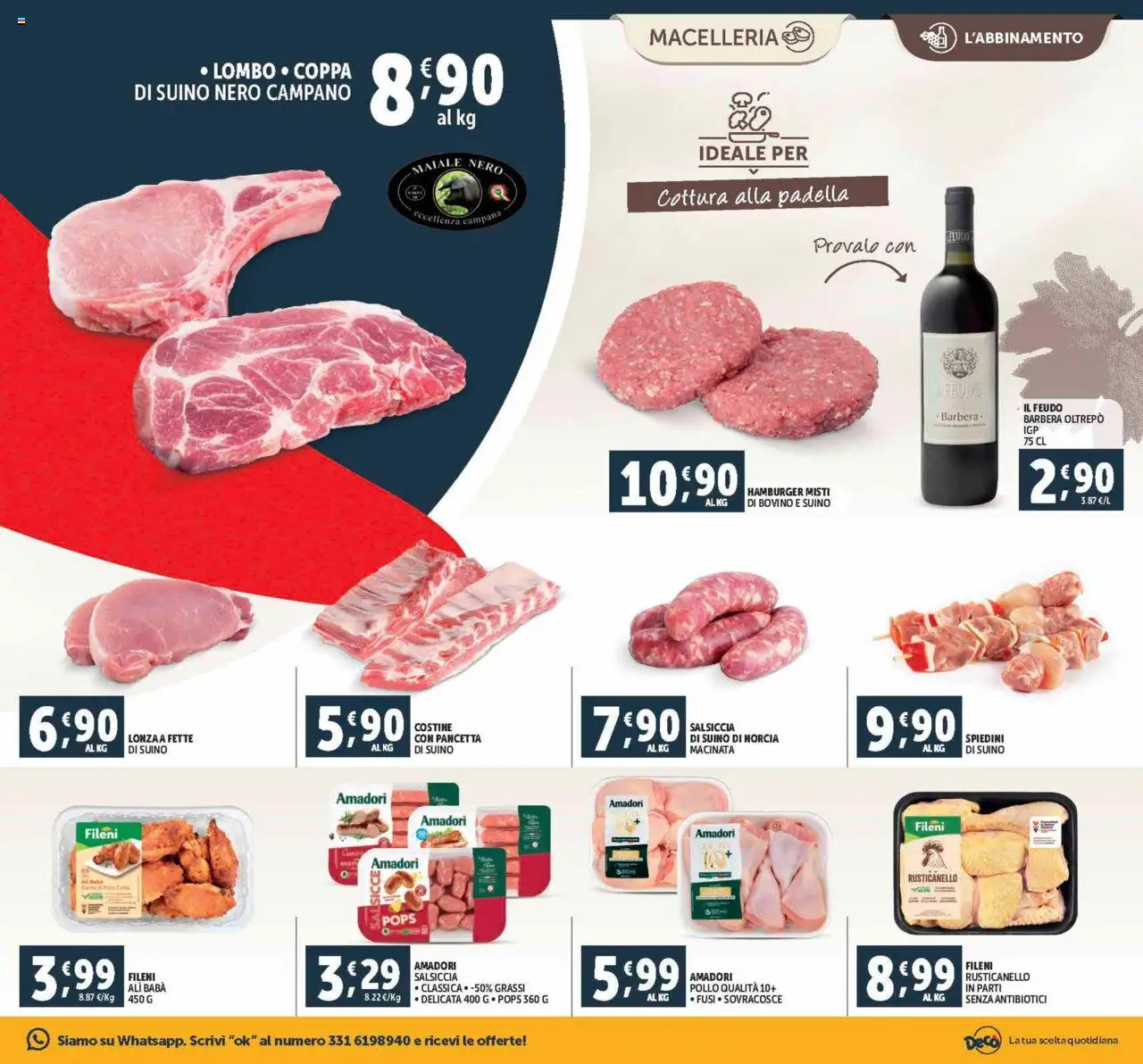 Volantino Decò del 21.08.2025 | Pagina: 5 | Prodotti: Pollo, Maiale, Hamburger, Spiedini