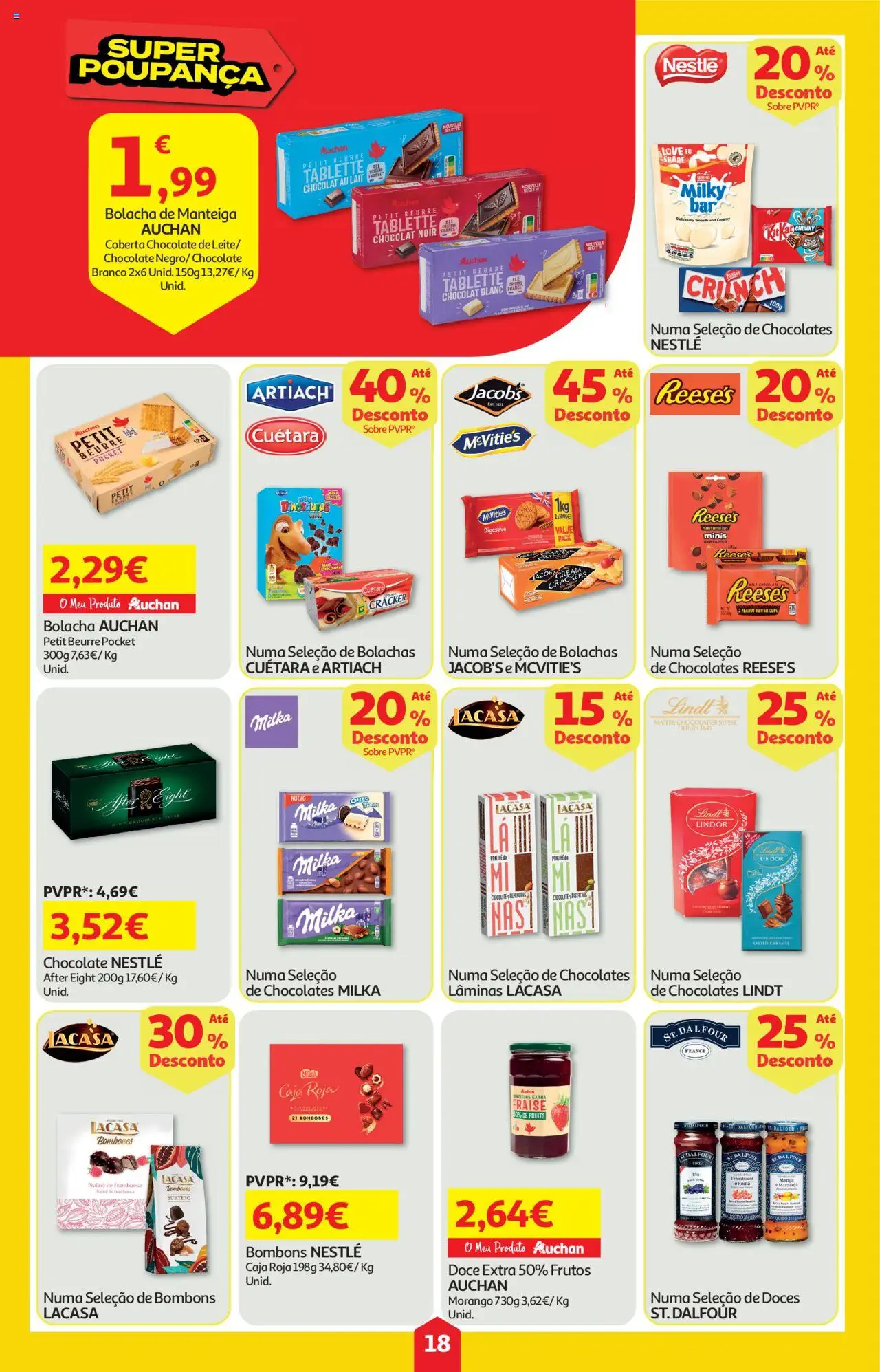 Auchan folheto │ válido de 16.10.2025 | Página: 18 | Produtos: Chocolates, Manteiga, Nestlé, Doces