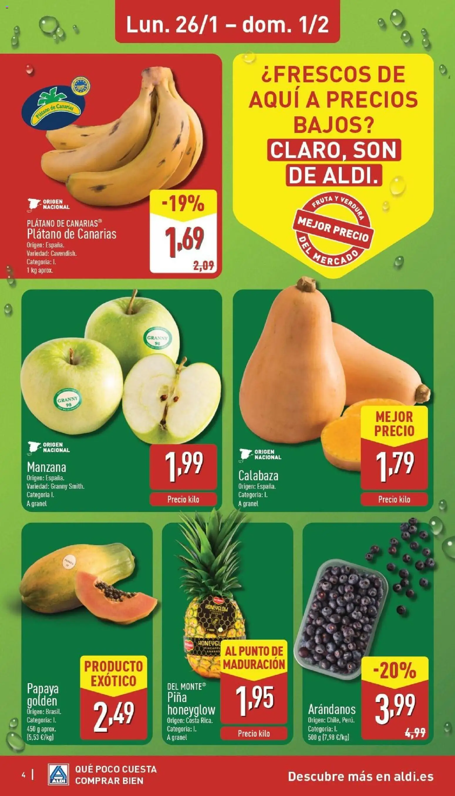 Aldi folleto Baleares │ válido desde el 26.01.2026 | Página: 4 | Productos: Πράσινο τσάι, Piña, Manzana, Apple