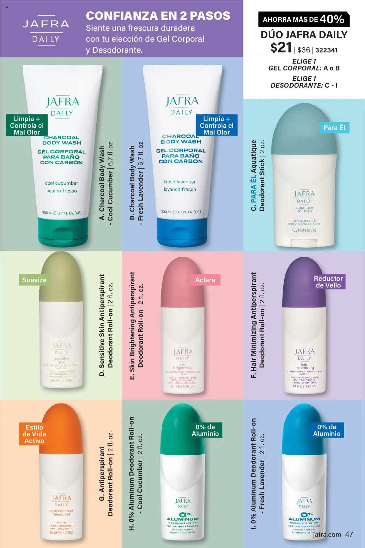 JAFRA folleto │ válido desde el 01.08.2025 | Página: 47 | Productos: Στιγμιαίος καφές, Desodorante, Antitranspirante, Baño