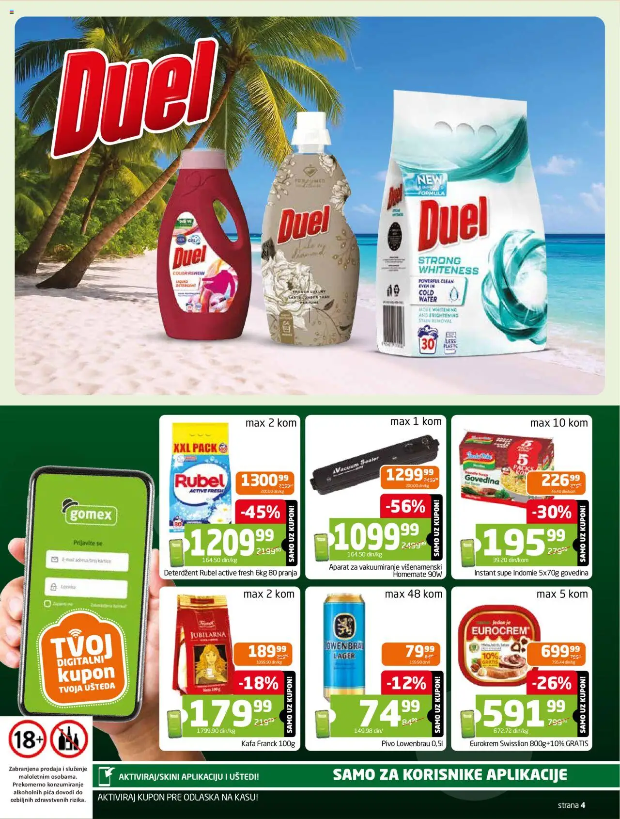 Gomex katalog - važi od 10.09.2025 | Strana: 4 | Proizvode: Govedina, Deterdžent, Pica, Pivo
