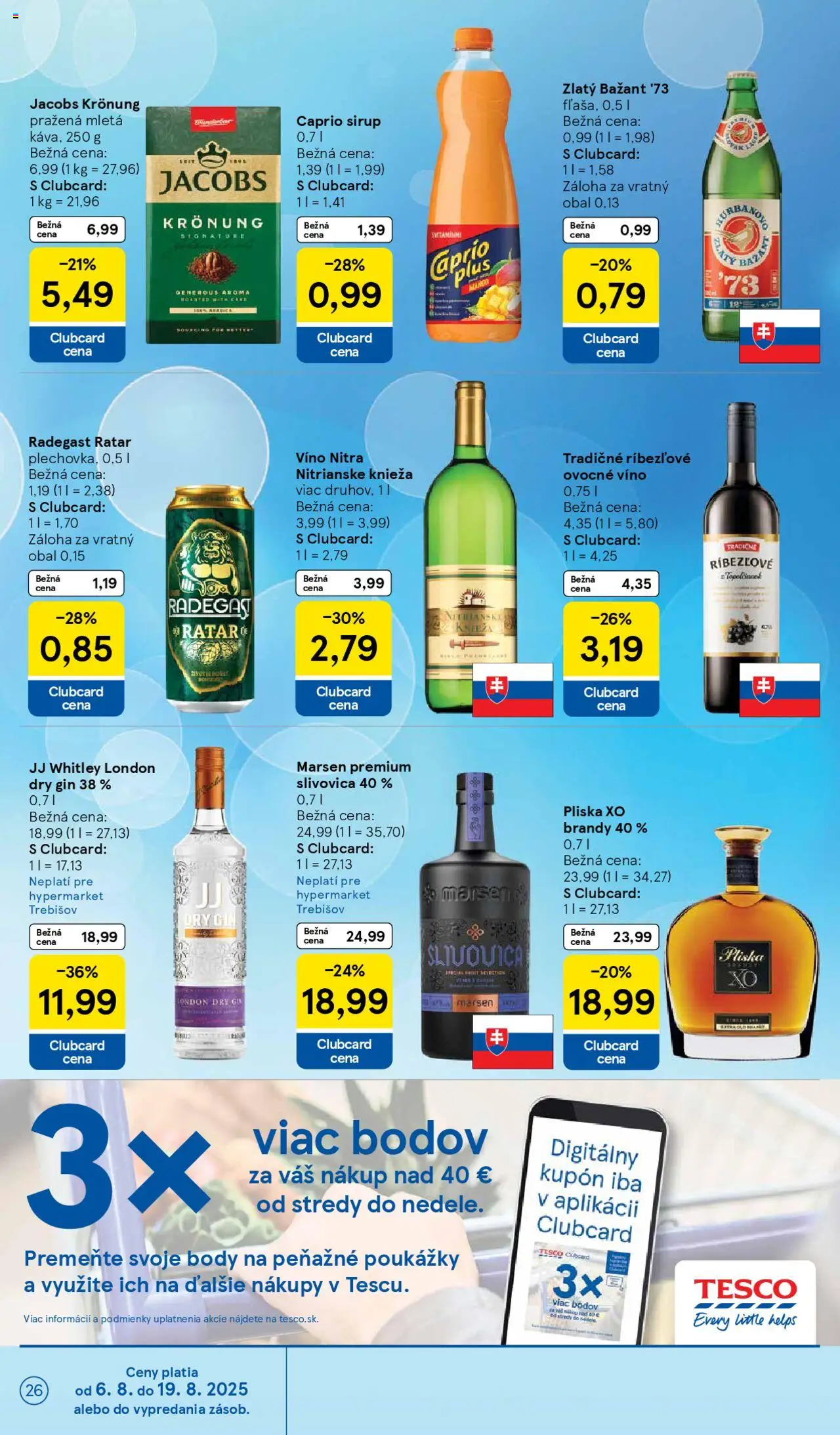 Tesco Hypermarket - leták │ platný od 06.08.2025 | Strana: 26 | Produkty: Víno, Jacobs Krönung, Gin, Brandy