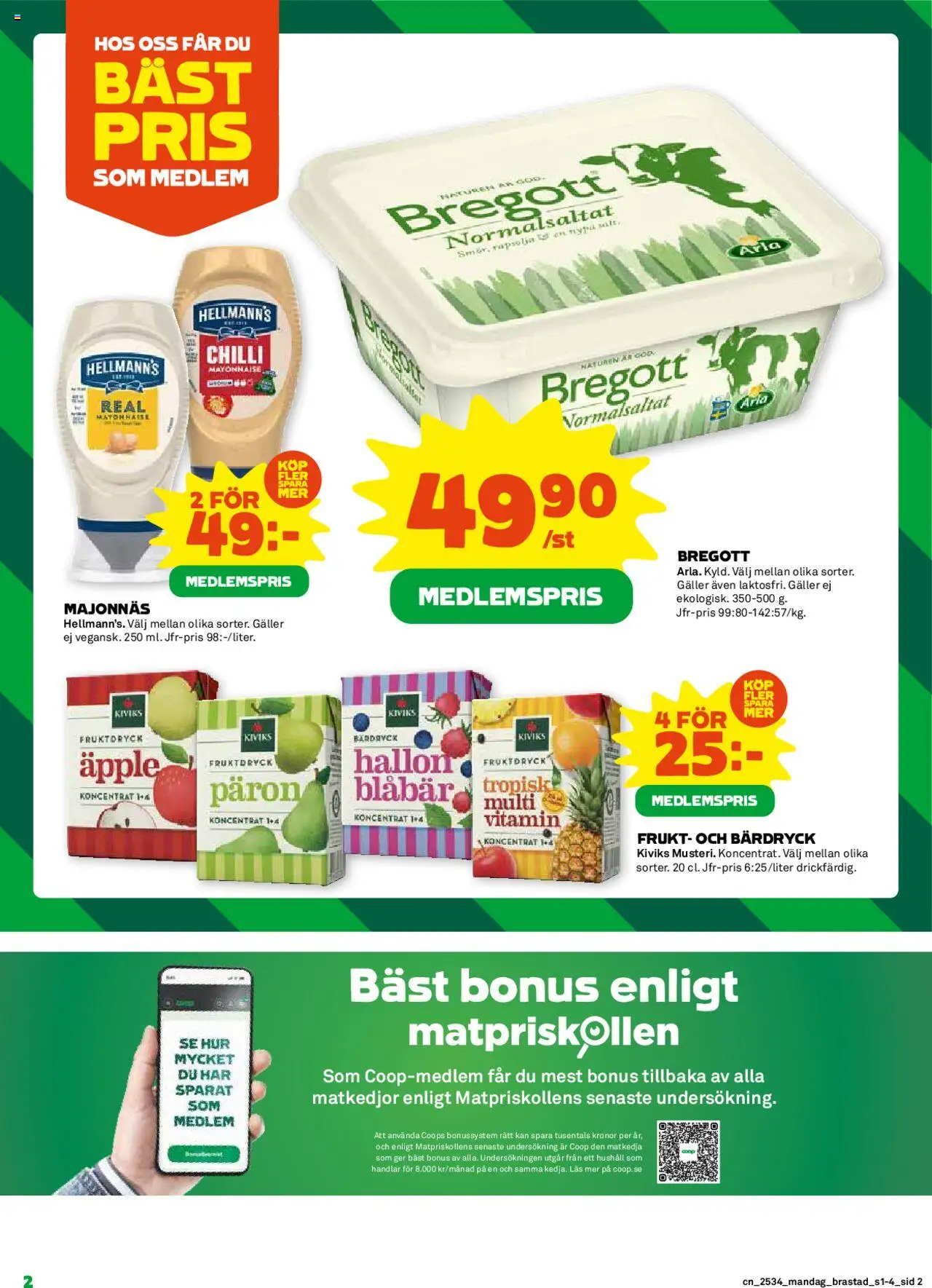 Coop reklamblad aktuell från 18.08.2025 | Sida: 2 | Produkter: Galler, Bregott, Äpple, Hallon