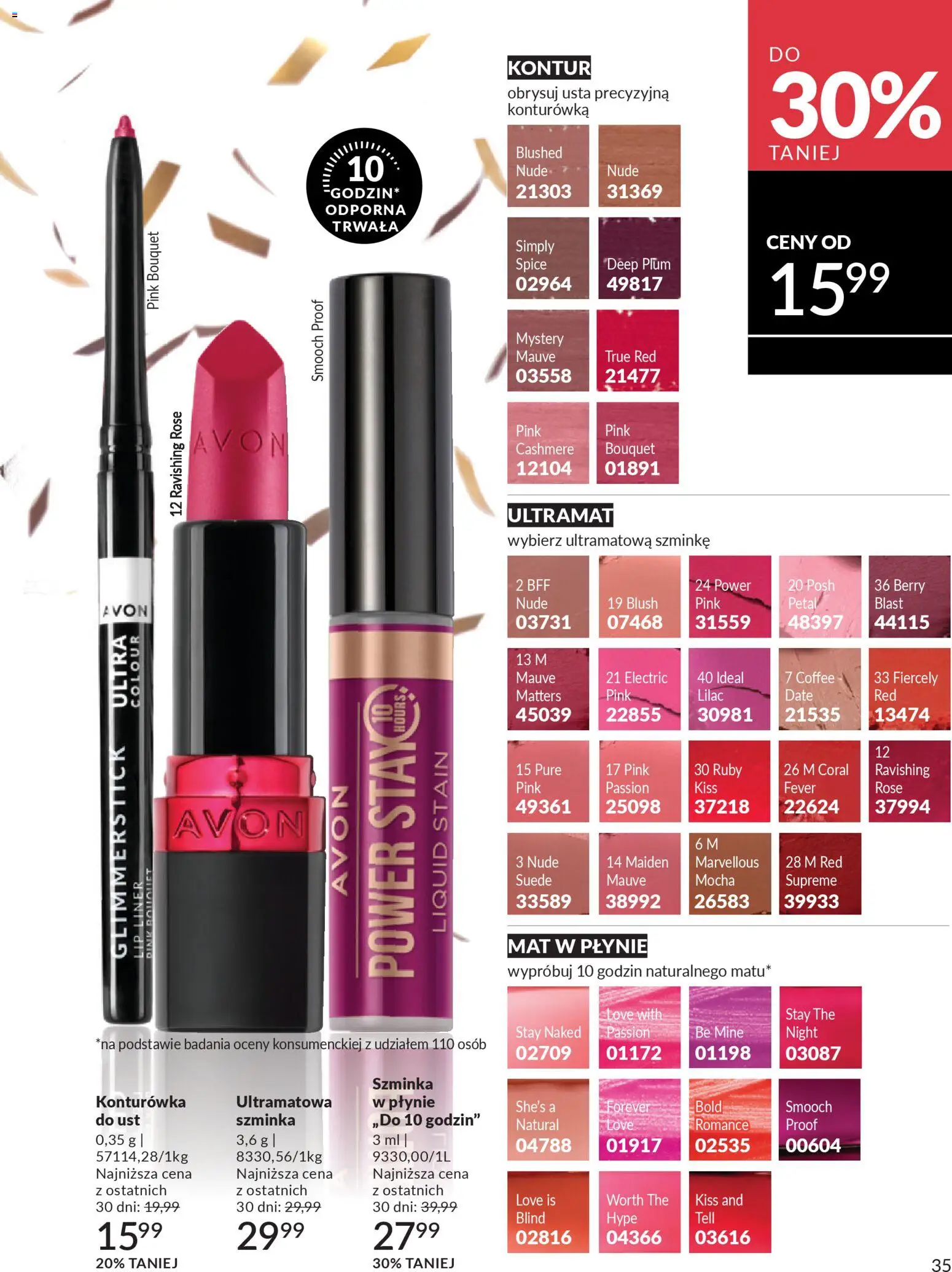 Avon Katalog 1 2026 od 01.01.2026 | Strona: 34 | Produkty: Szminka, Konturówka