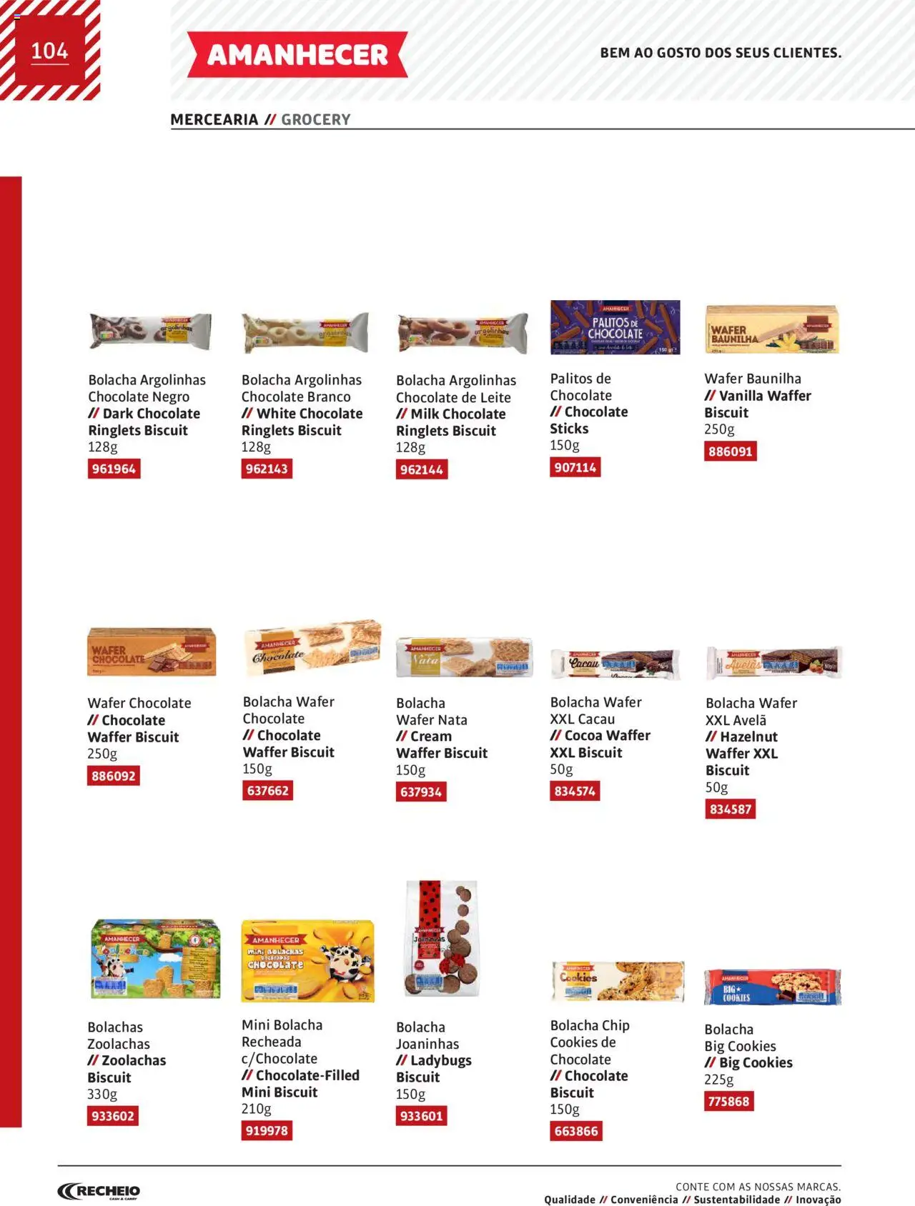 Recheio AS NOSSAS MARCAS │ válido de 19.12.2023 | Página: 104 | Produtos: Avelãs, Leite, Chocolate, Nata