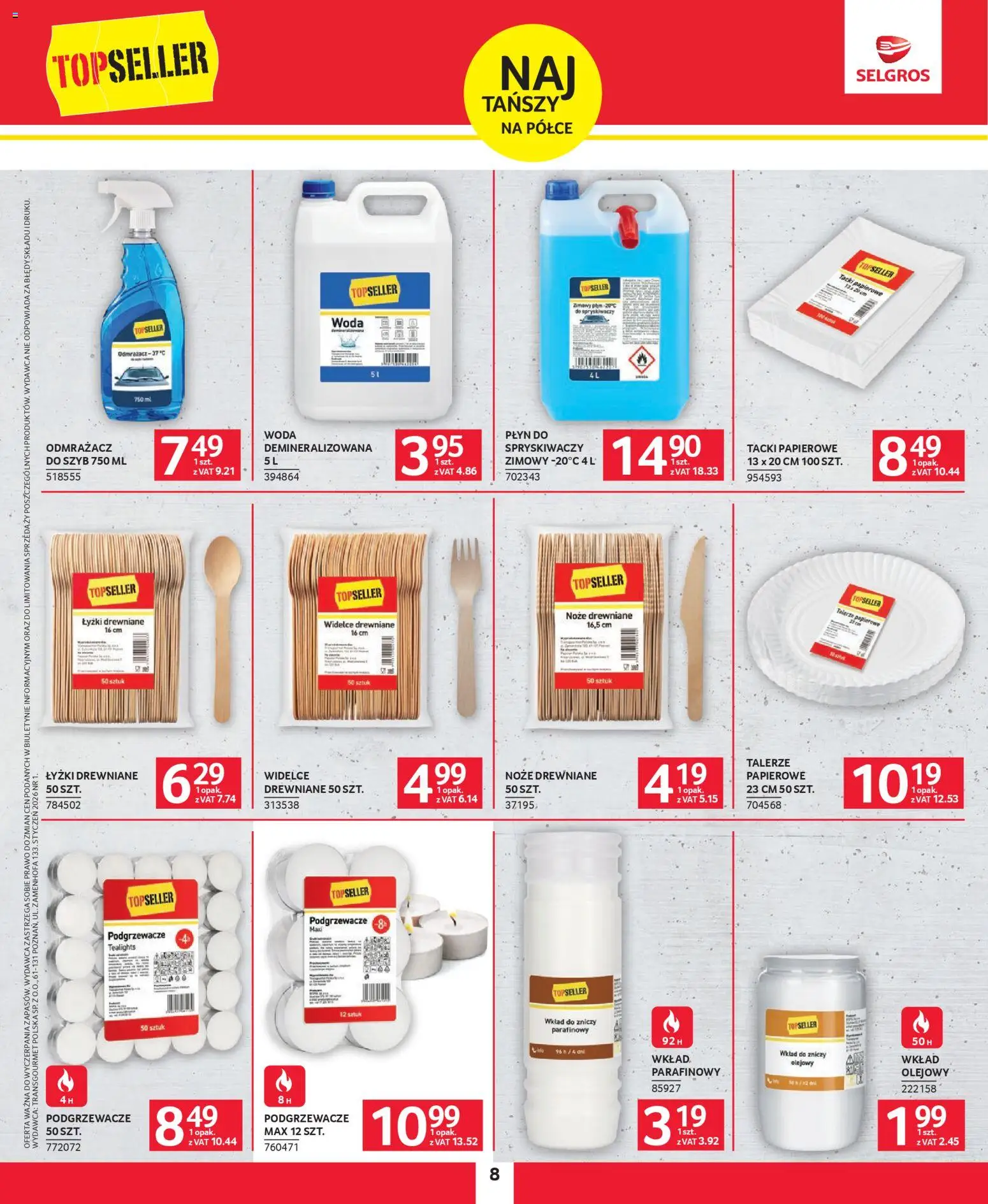 Selgros cash&carry Gazetka - Topseller od 08.01.2026 | Strona: 8 | Produkty: Talerze, Woda