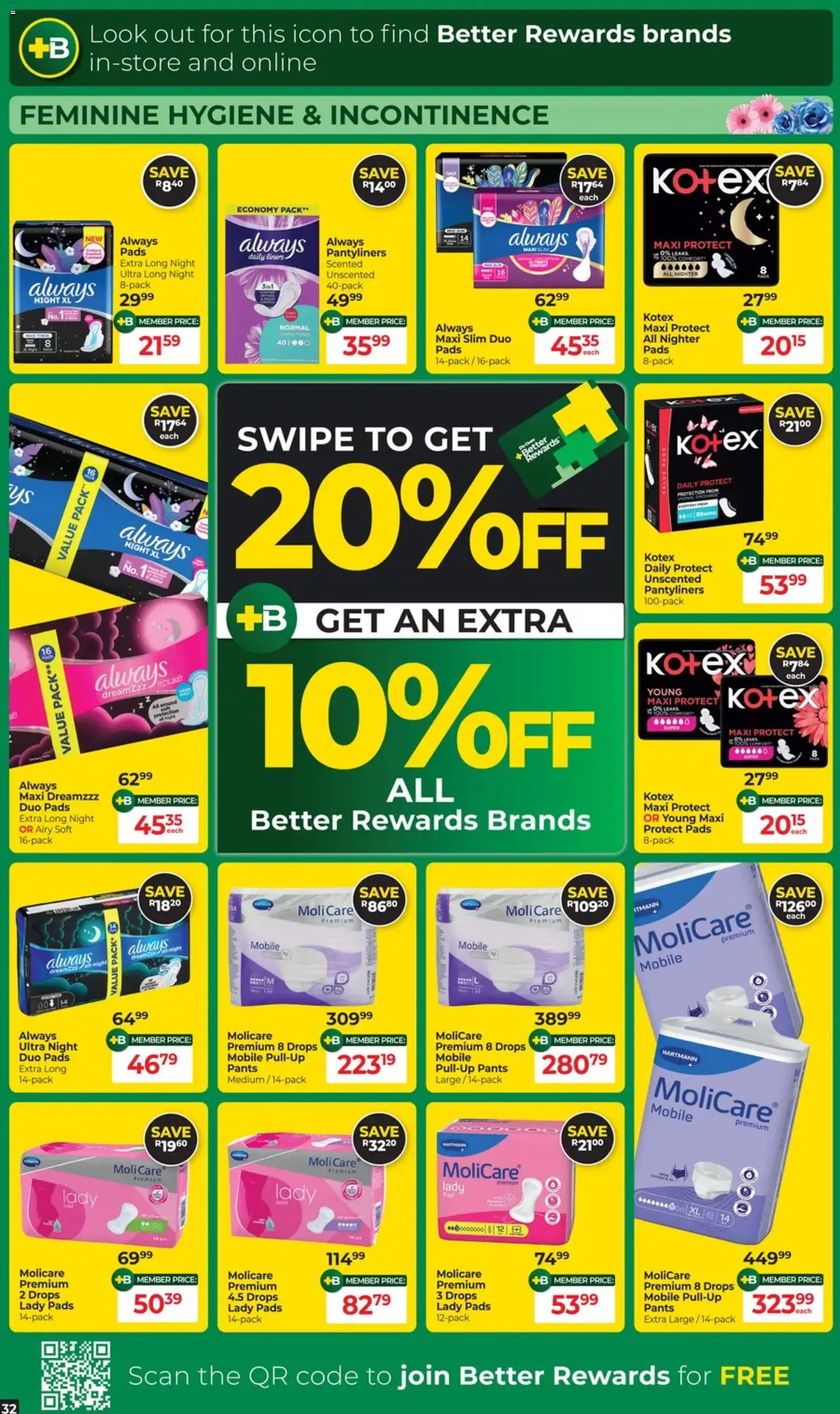 New Dis-Chem catalogue – valid from 21.10.2025 | Page: 32 | Products: Pants, Pads