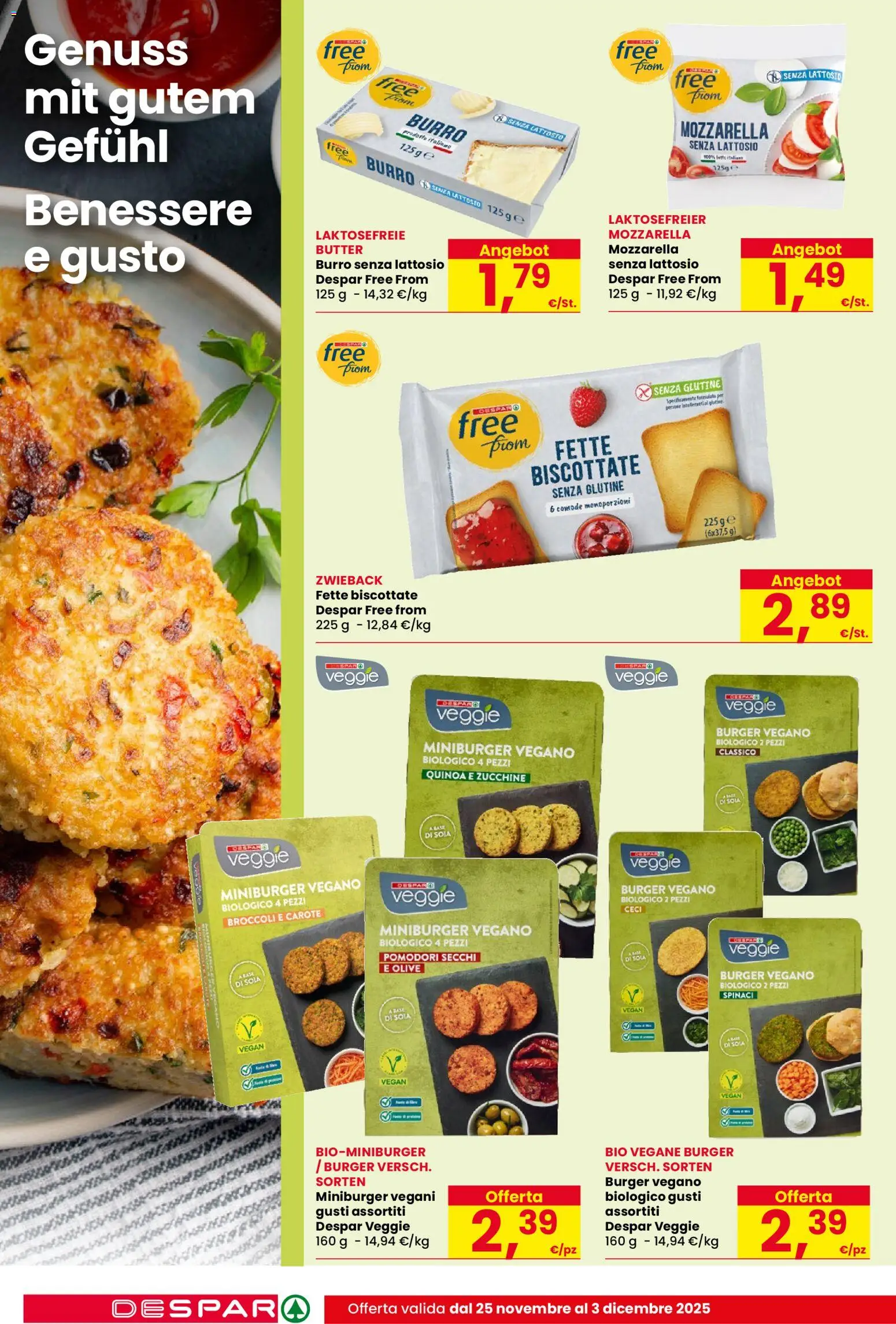 Volantino Despar del 25.11.2025 | Pagina: 20 | Prodotti: Ceci, Burro, Pomodori, Broccoli