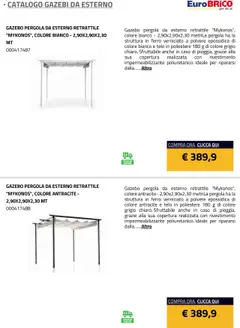 Anteprima del volantino Eurobrico Gazebi da esterno catalogo valido a partire dal 23.07.2025 | Pagina: 24 | Prodotti: Gazebo, Pergola