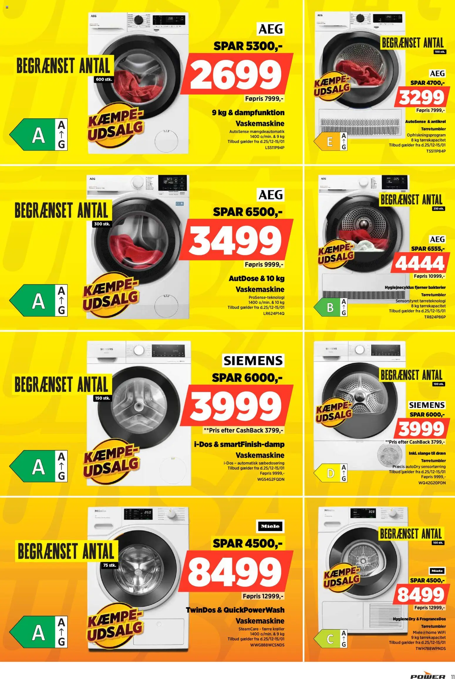 Power tilbudsavis – gyldig fra 25.12.2025 | Side: 11 | Produkter: Vaskemaskine, Tørretumbler