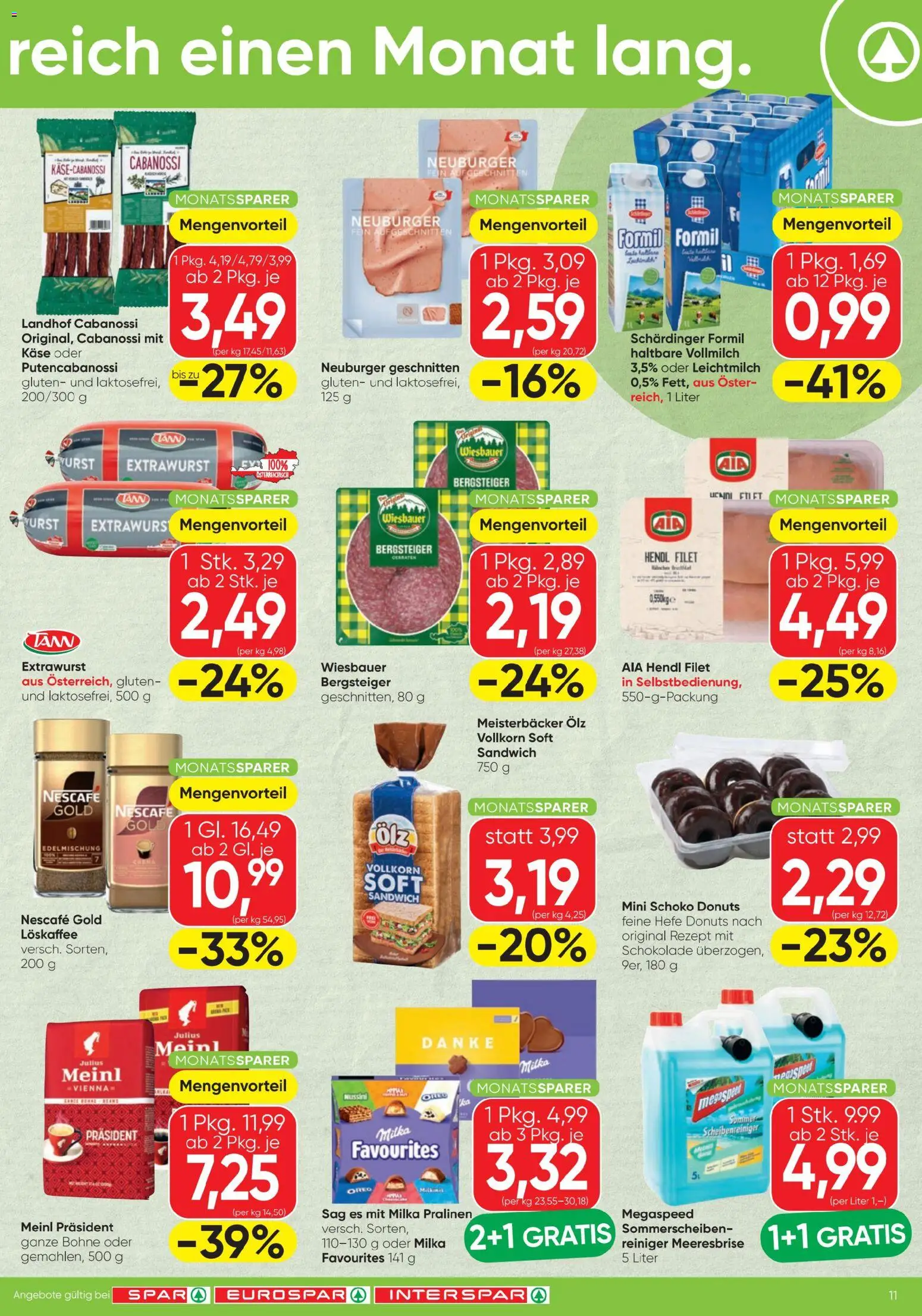 Spar - Flugblatt gültig ab 16.04.2026 | Seite: 11 | Produkte: Wurst, Käse, Schokolade