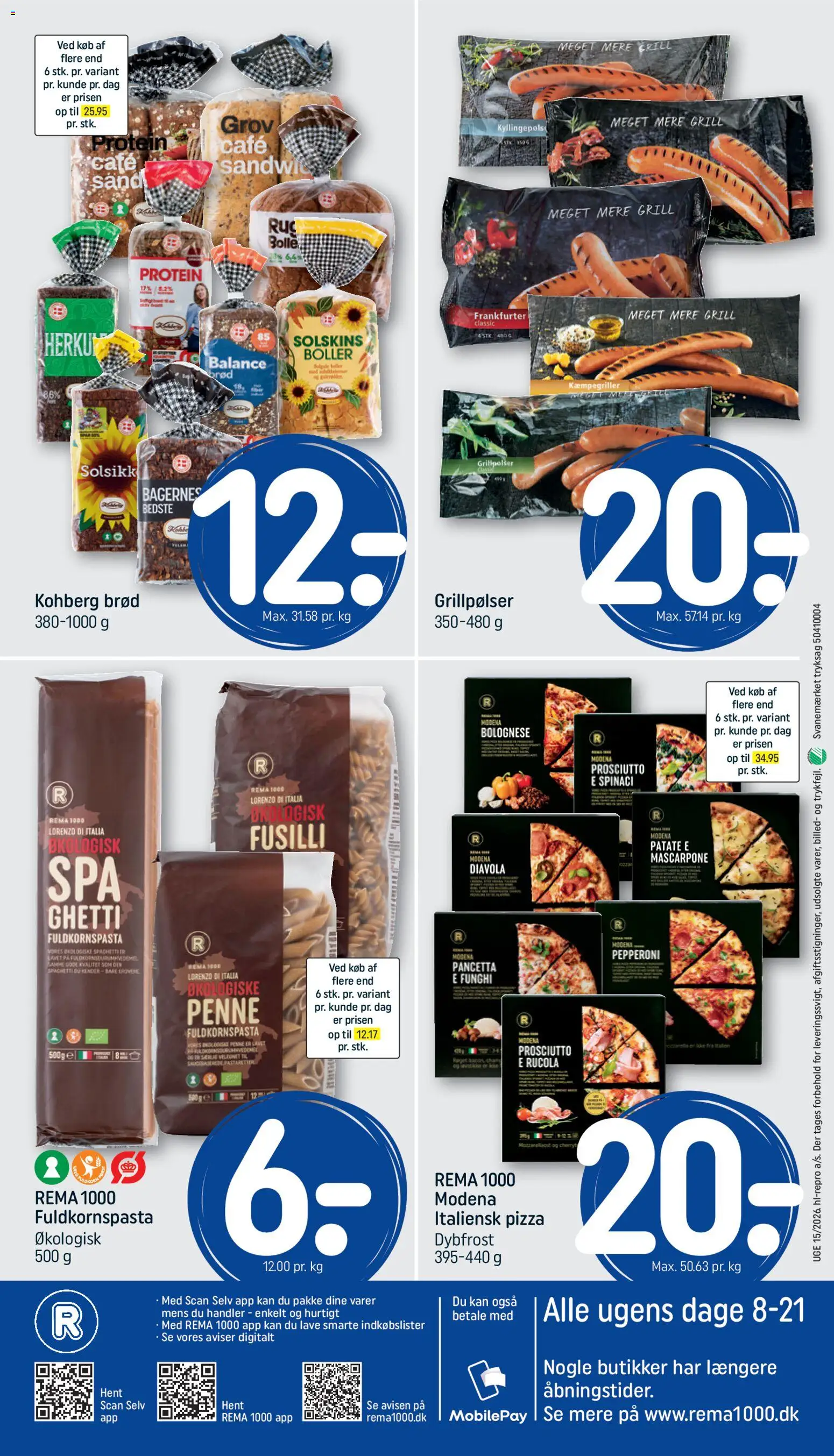 Rema 1000 tilbudsavis – gyldig fra 07.04.2026 | Side: 20 | Produkter: Brød, Pizza, Spaghetti, Grill