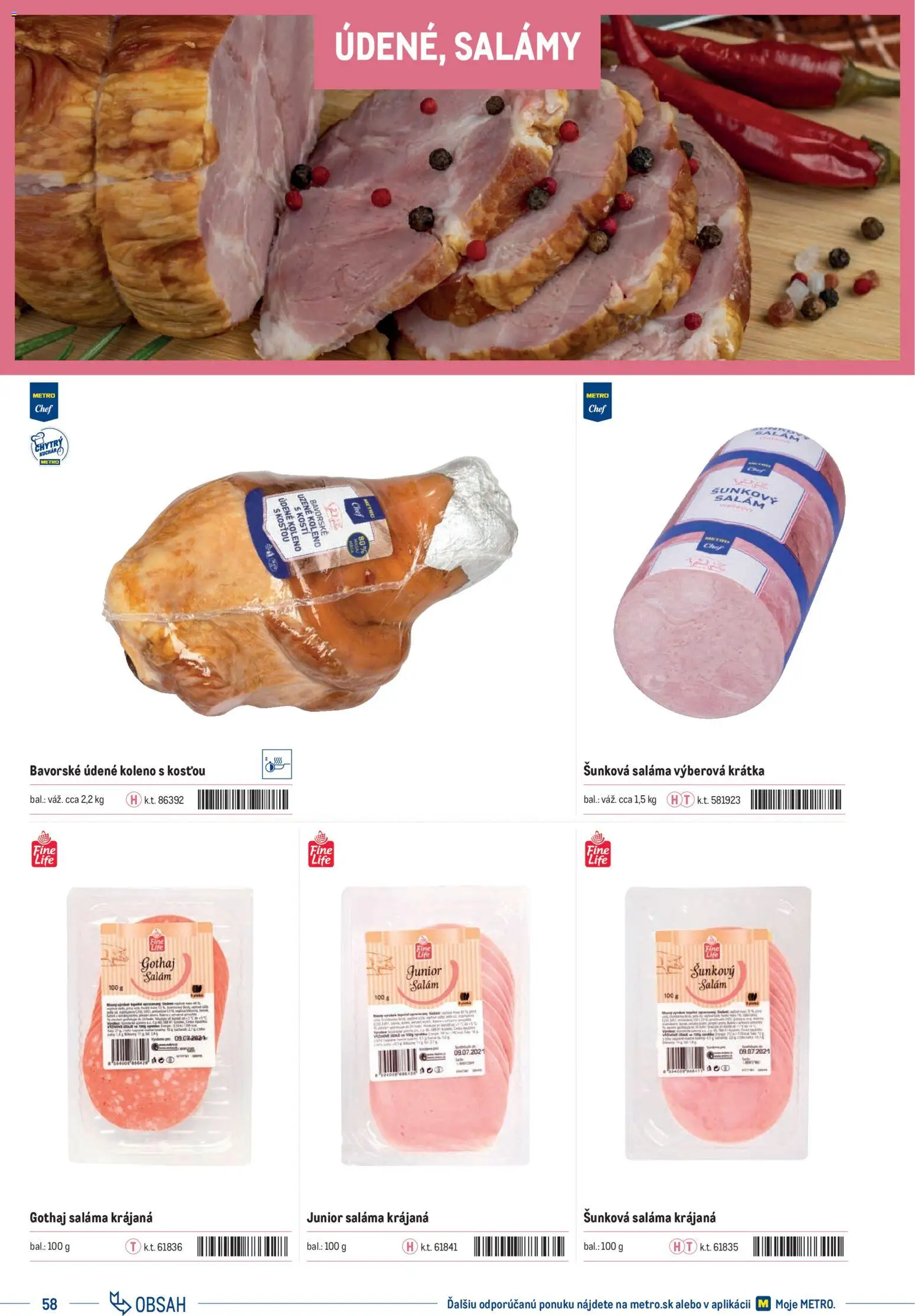 Nové Metro akcie – leták je platný od 01.01.2025 | Strana: 58 | Produkty: Saláma, Údené koleno