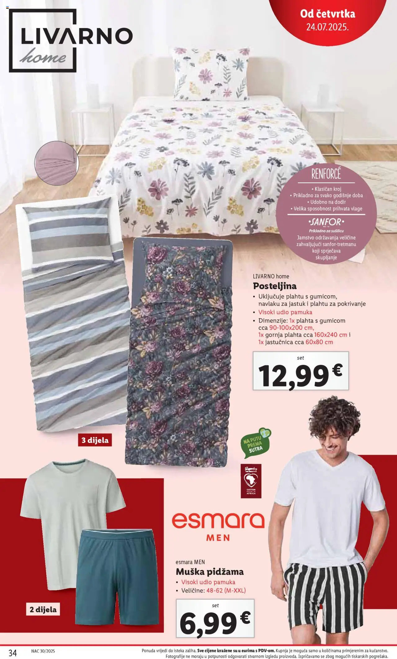 Lidl katalog | vrijedi od 24.07.2025 | Stranica: 34 | Proizvodi: Jastuk, Plahta, Posteljina, Pidžama
